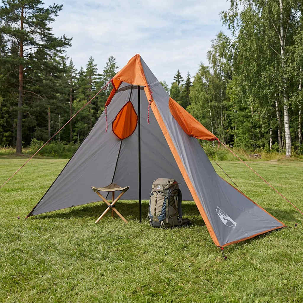2-in-1 Regenponcho mit Kapuze Grau und Orange