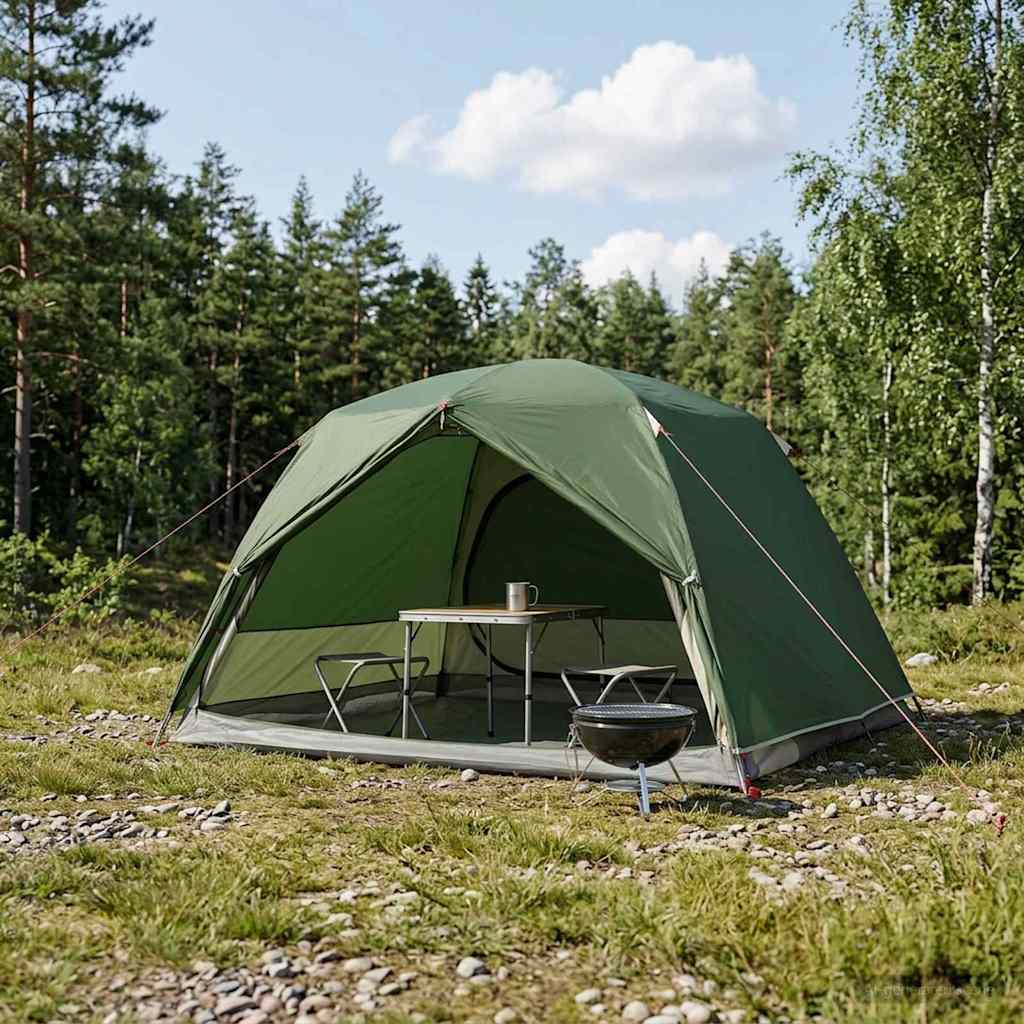 Trekkingzelt 2 Personen Grün 185T Polyester mit PU-Beschichtung