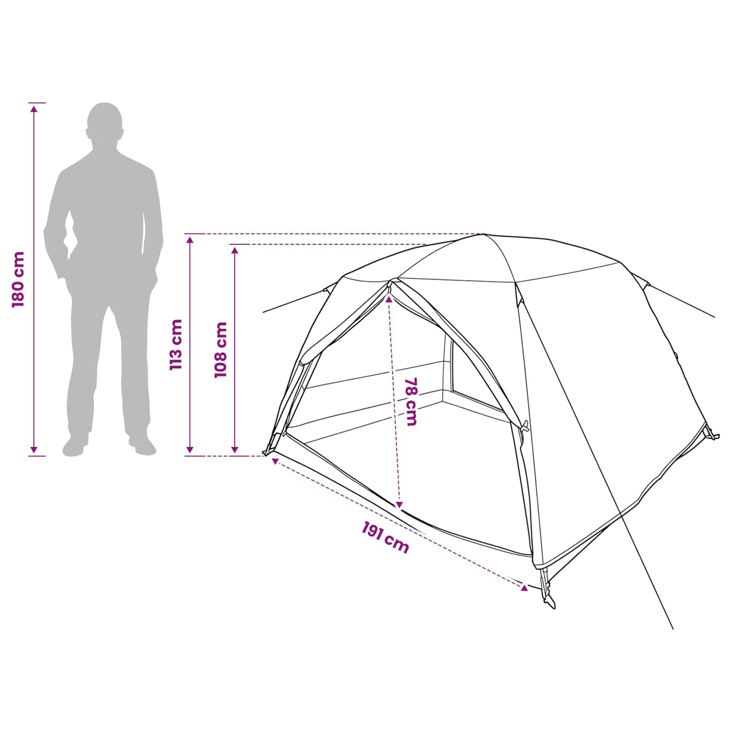 Trekkingzelt 2 Personen Grün 185T Polyester mit PU-Beschichtung