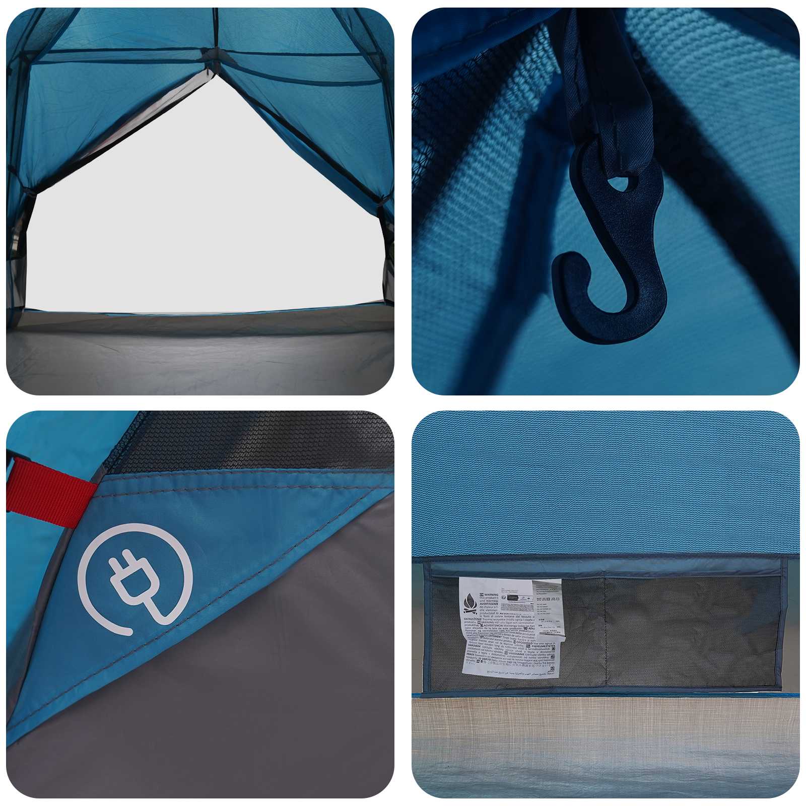 Trekkingzelt 2 Personen Blau 185T Polyester mit PU-Beschichtung