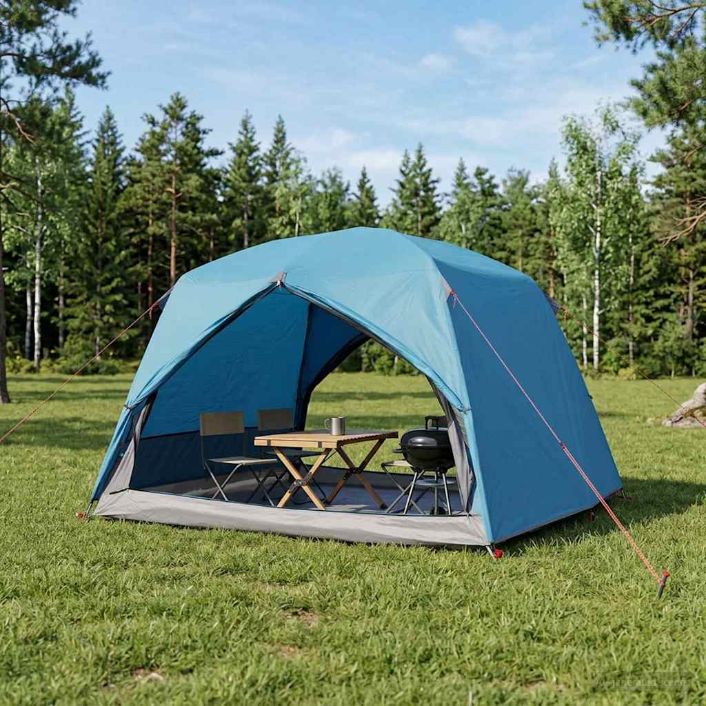 Trekkingzelt 2 Personen Blau 185T Polyester mit PU-Beschichtung