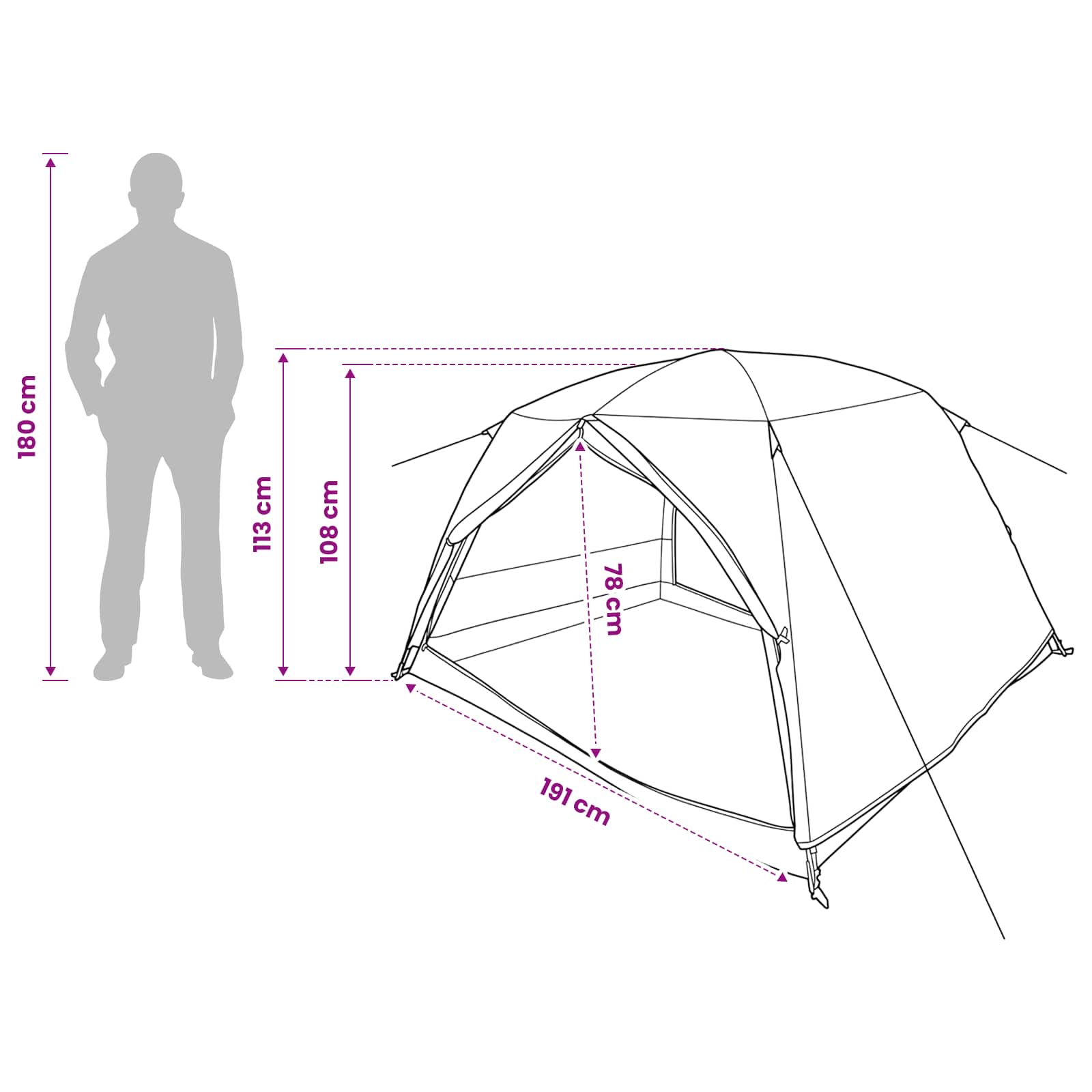 Trekkingzelt 2 Personen Blau 185T Polyester mit PU-Beschichtung