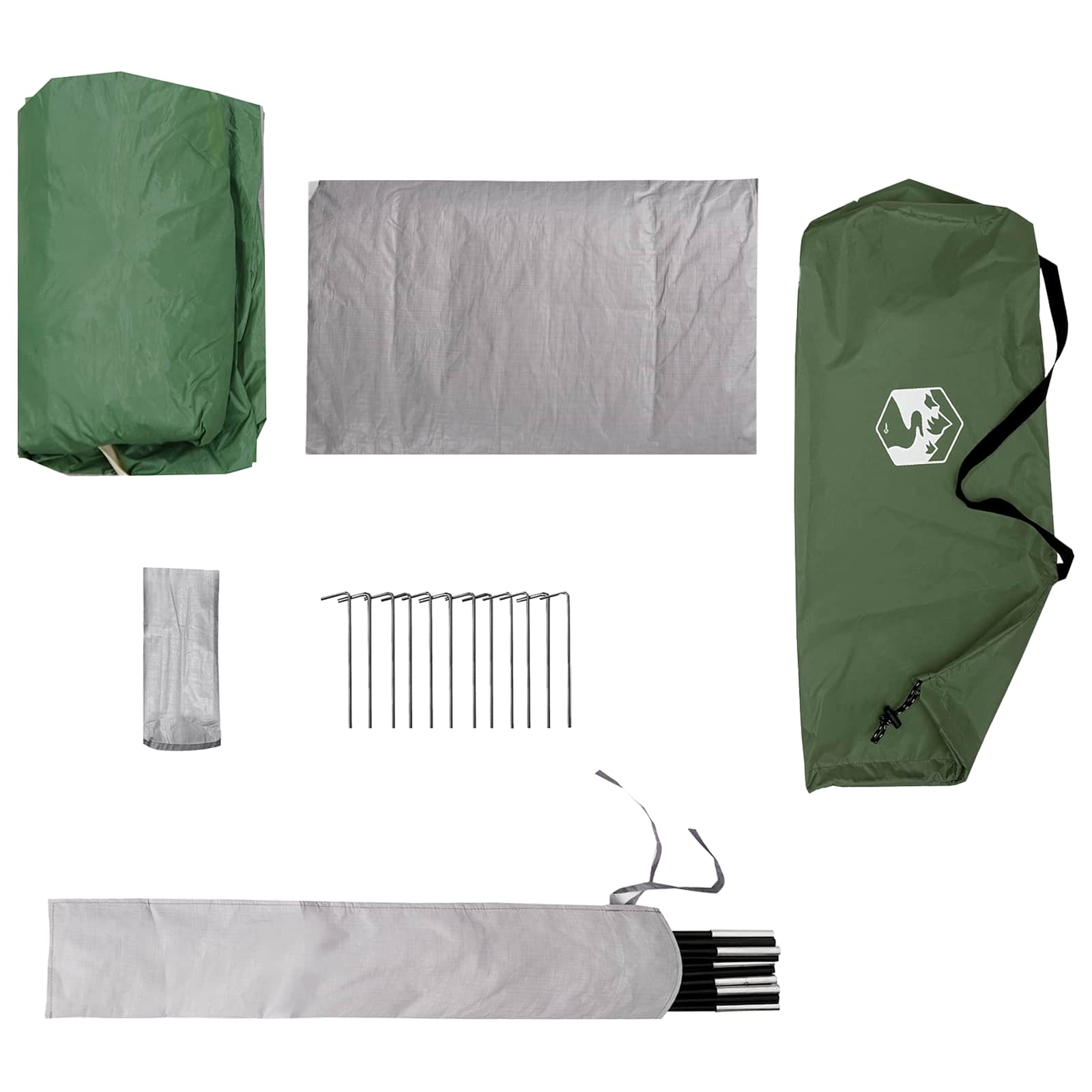 Trekkingzelt 4 Personen Grün 185T Polyester mit PU-Beschichtung