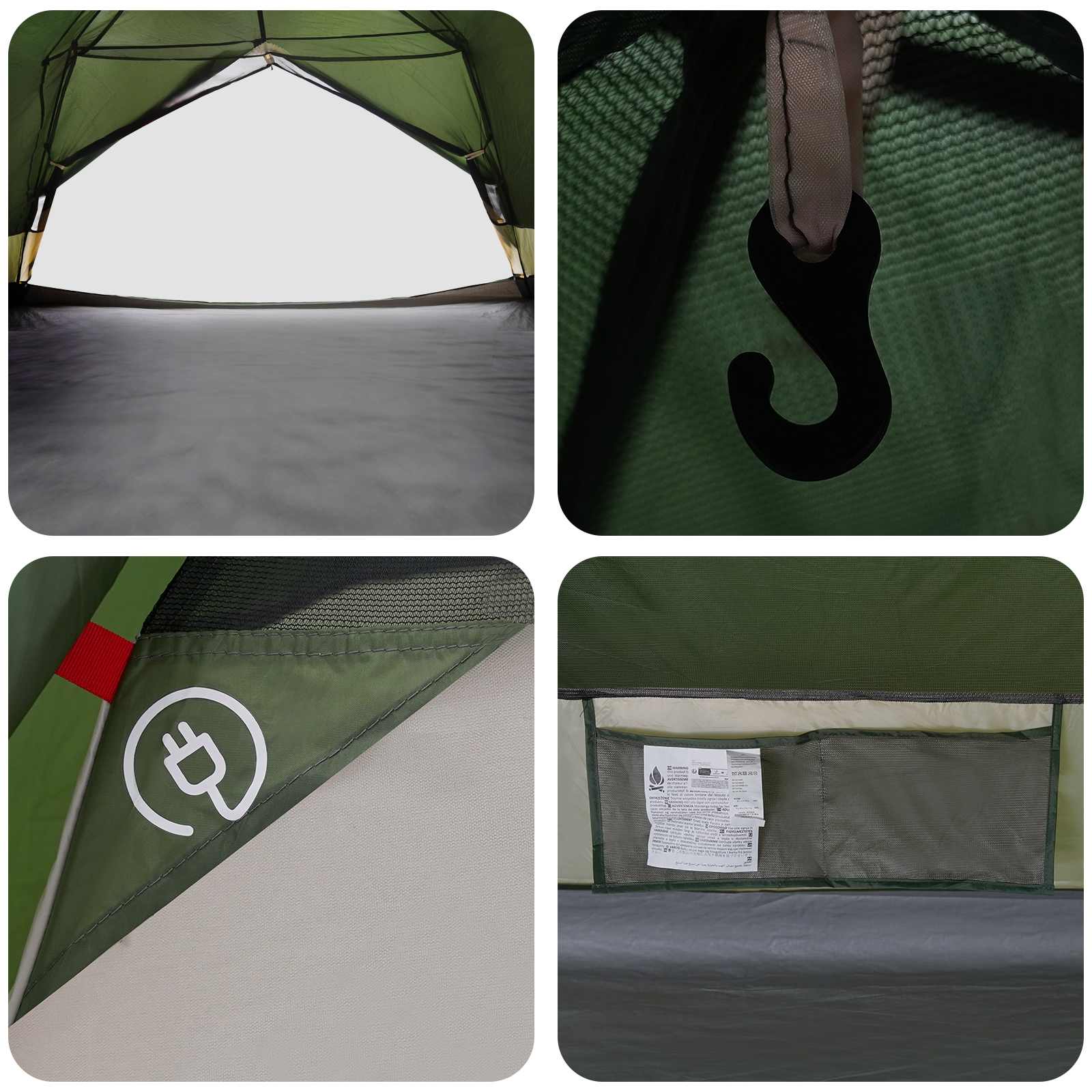 Trekkingzelt 4 Personen Grün 185T Polyester mit PU-Beschichtung