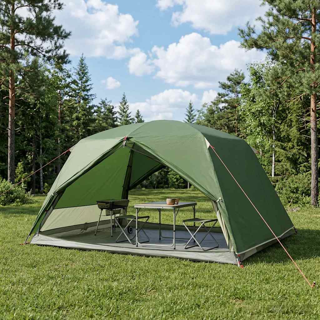 Trekkingzelt 4 Personen Grün 185T Polyester mit PU-Beschichtung