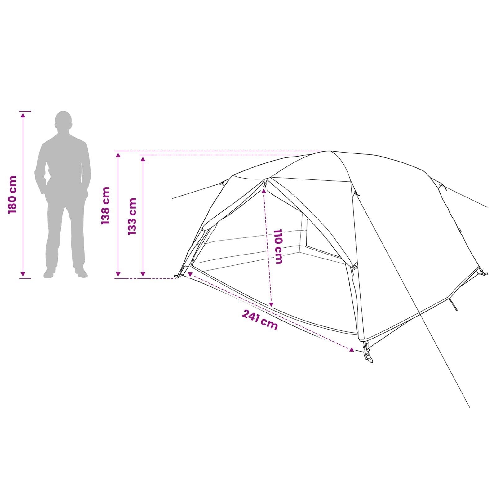Trekkingzelt 4 Personen Grün 185T Polyester mit PU-Beschichtung