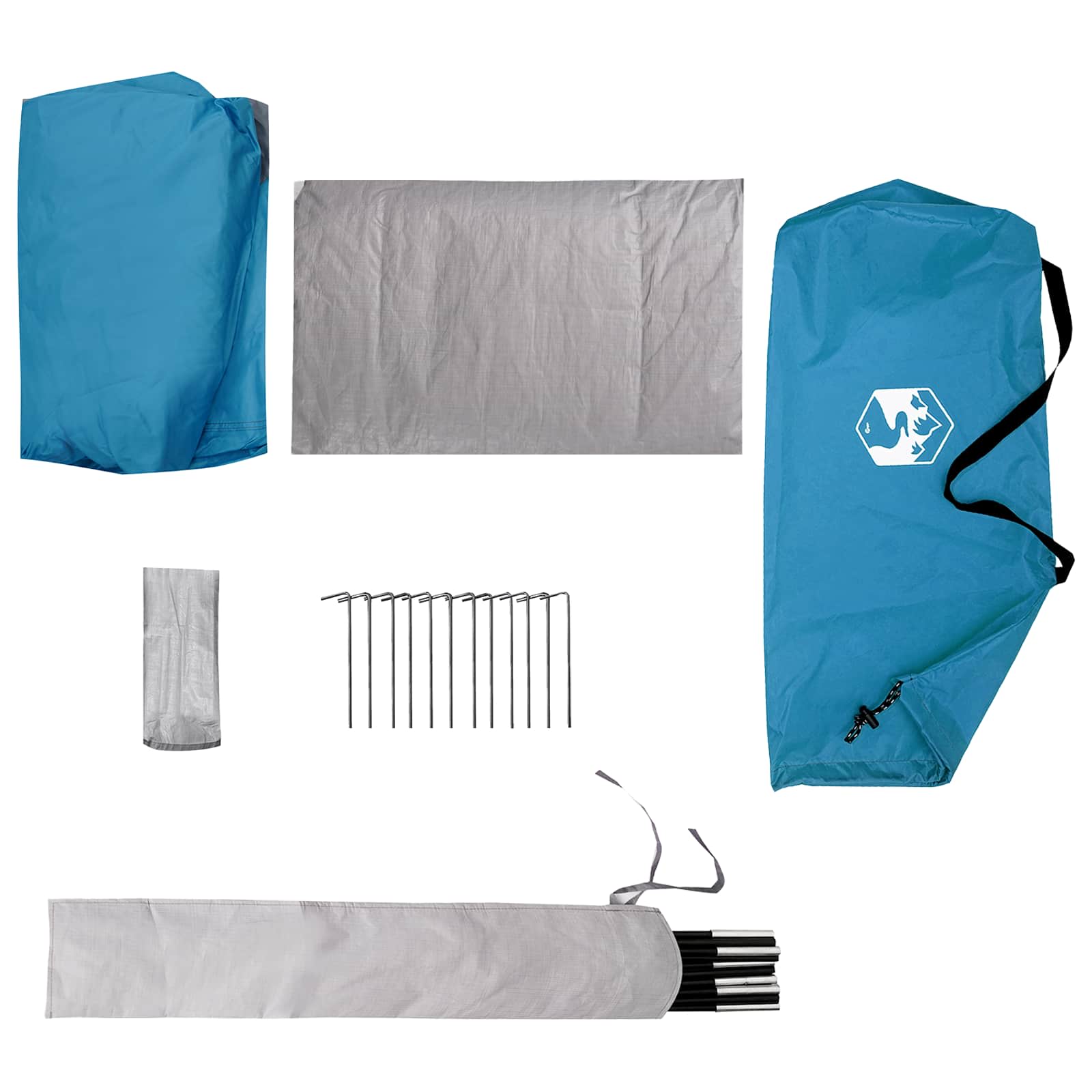 Trekkingzelt 4 Personen Blau 185T Polyester mit PU-Beschichtung