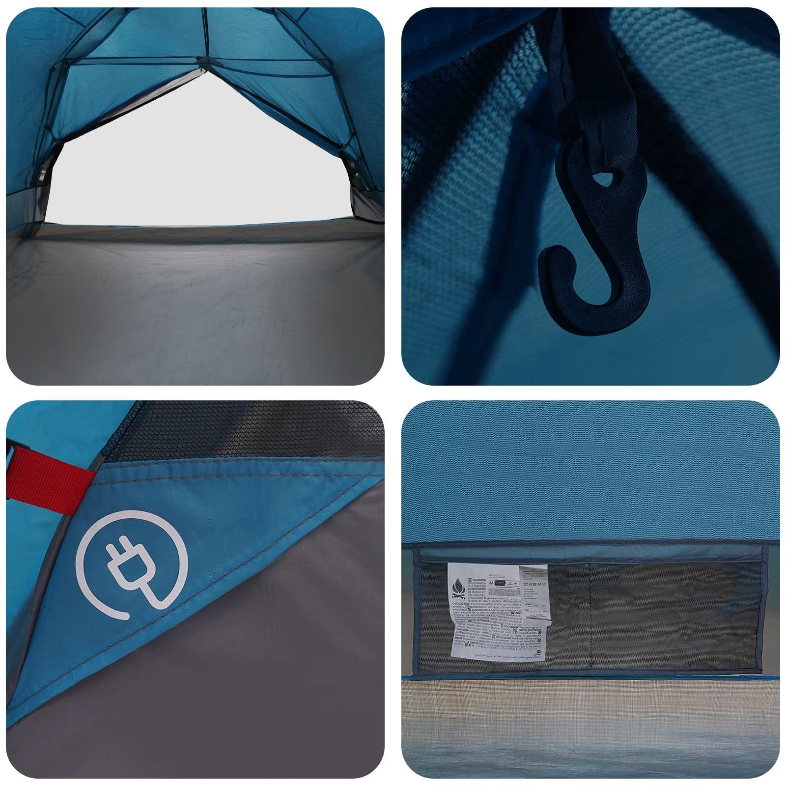 Trekkingzelt 4 Personen Blau 185T Polyester mit PU-Beschichtung