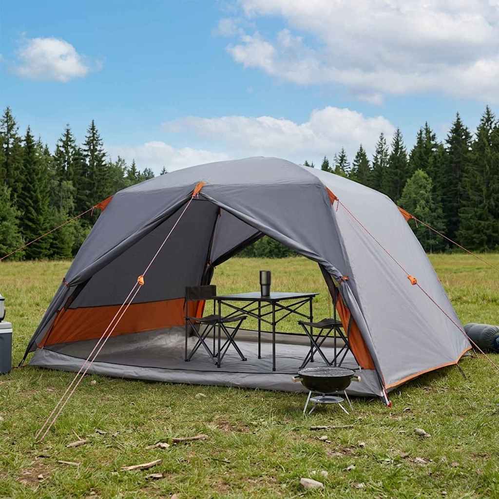 Trekkingzelt 4 Personen Grau und Orange