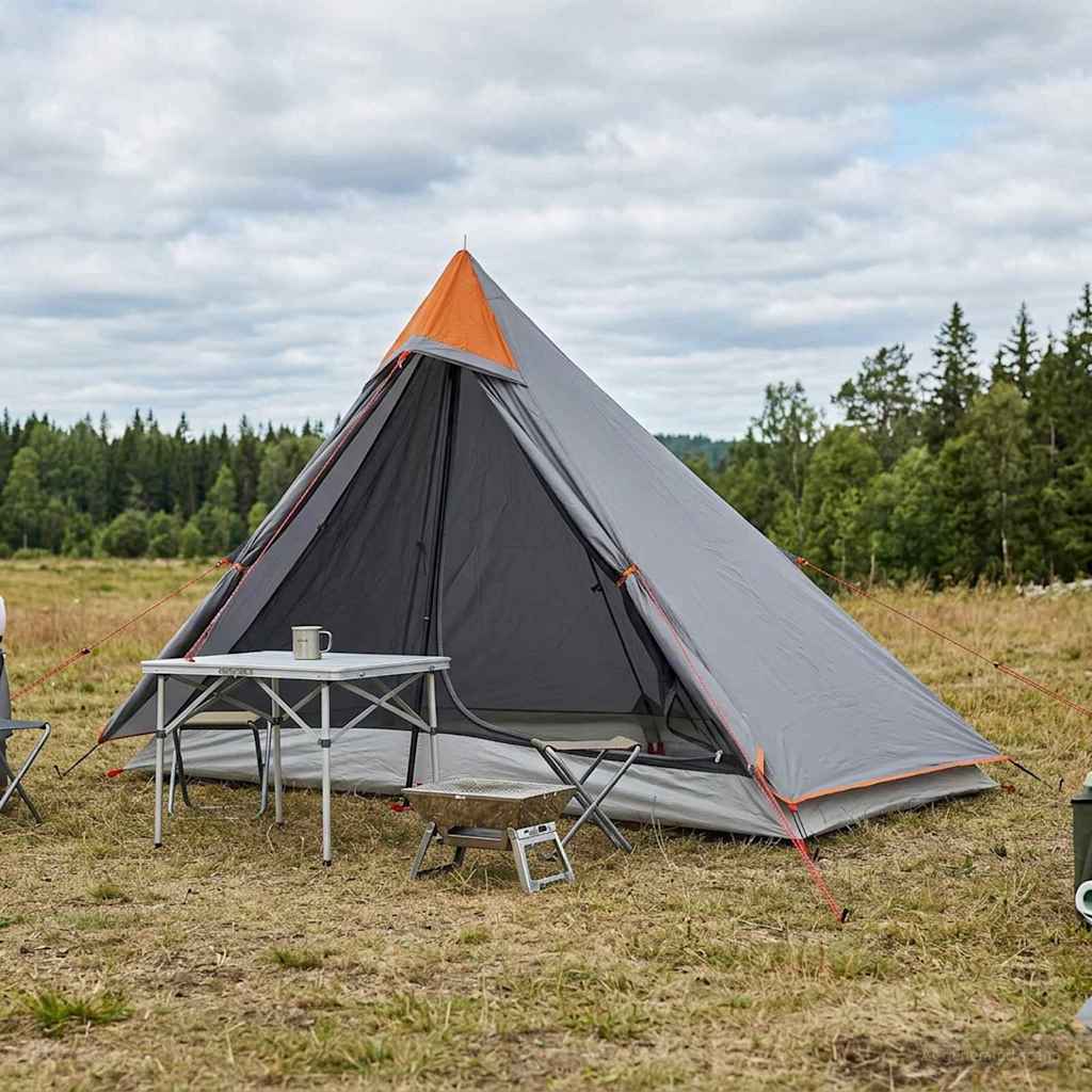 Trekkingzelt 222 x 85 x 125 cm Grau und Orange
