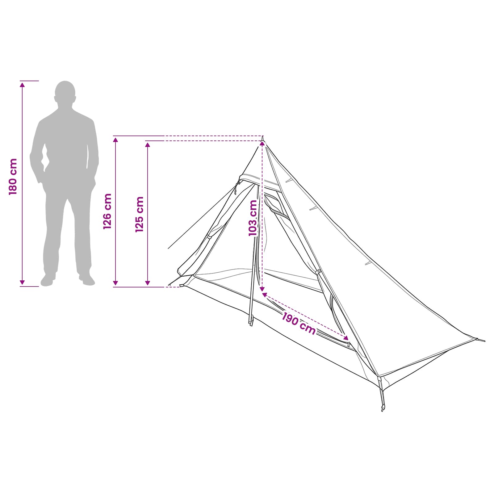 Trekkingzelt 222 x 85 x 125 cm Grau und Orange