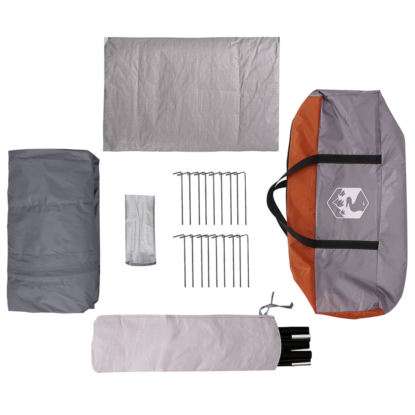 Tunnelzelt Grau und Orange 475 x 220 x 192 cm
