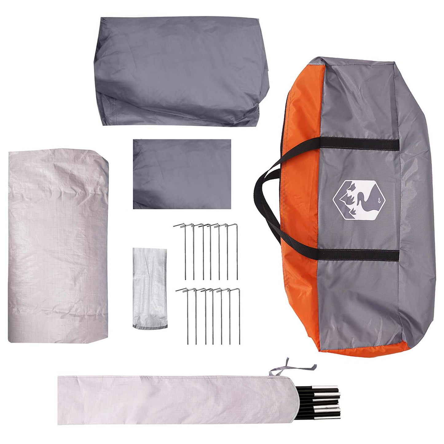 Tunnelzelt 275 x 240 x 200 cm Grau und Orange