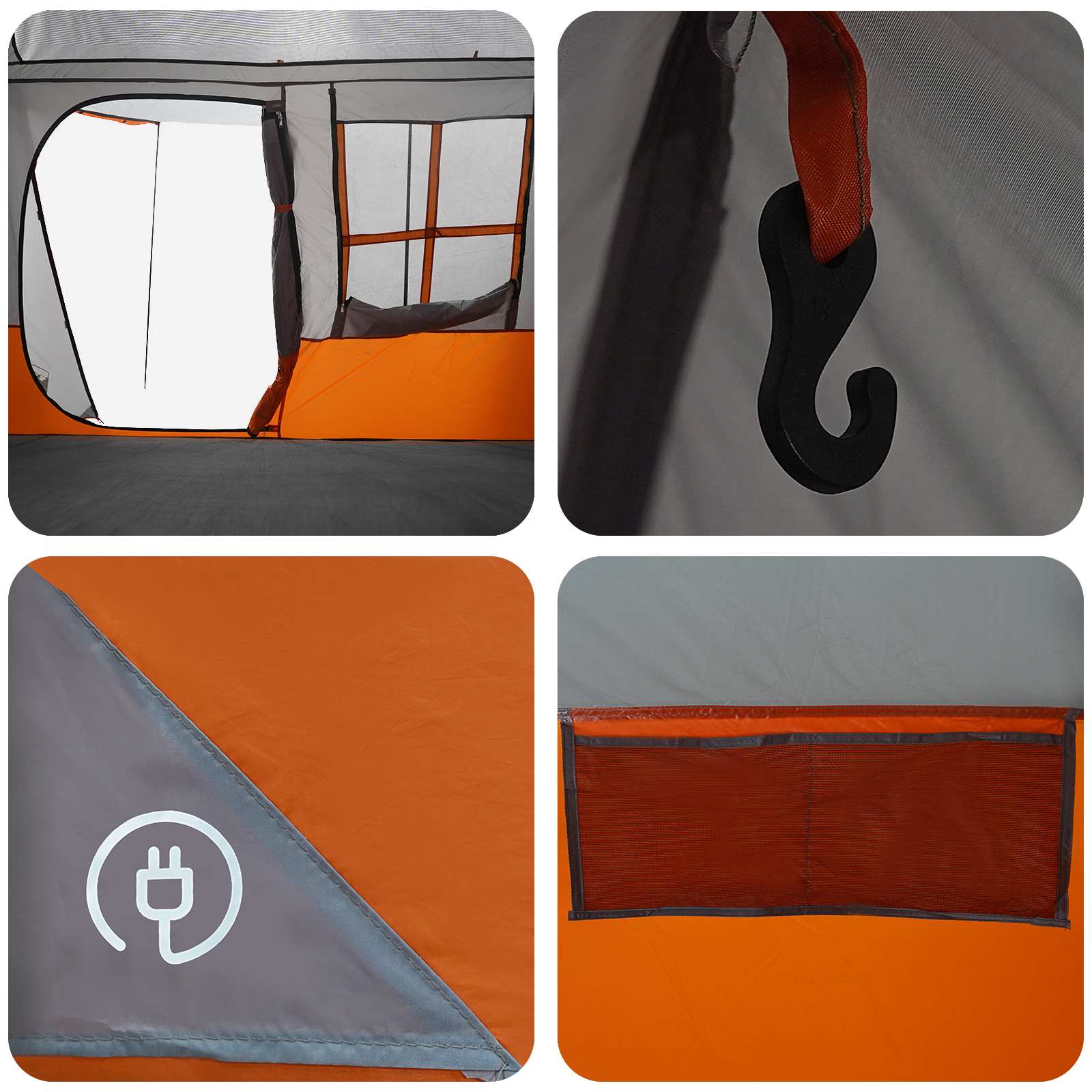 Tunnelzelt 275 x 240 x 200 cm Grau und Orange