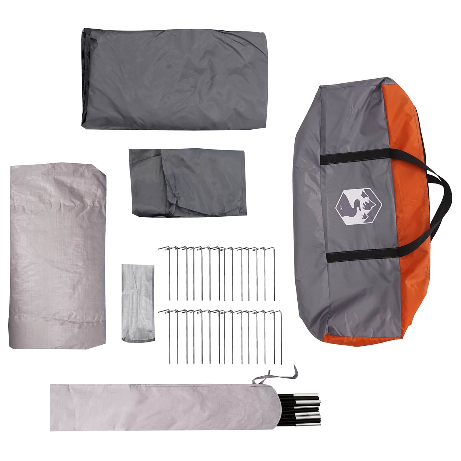 Tunnelzelt 560 x 395 x 212 cm Grau und Orange