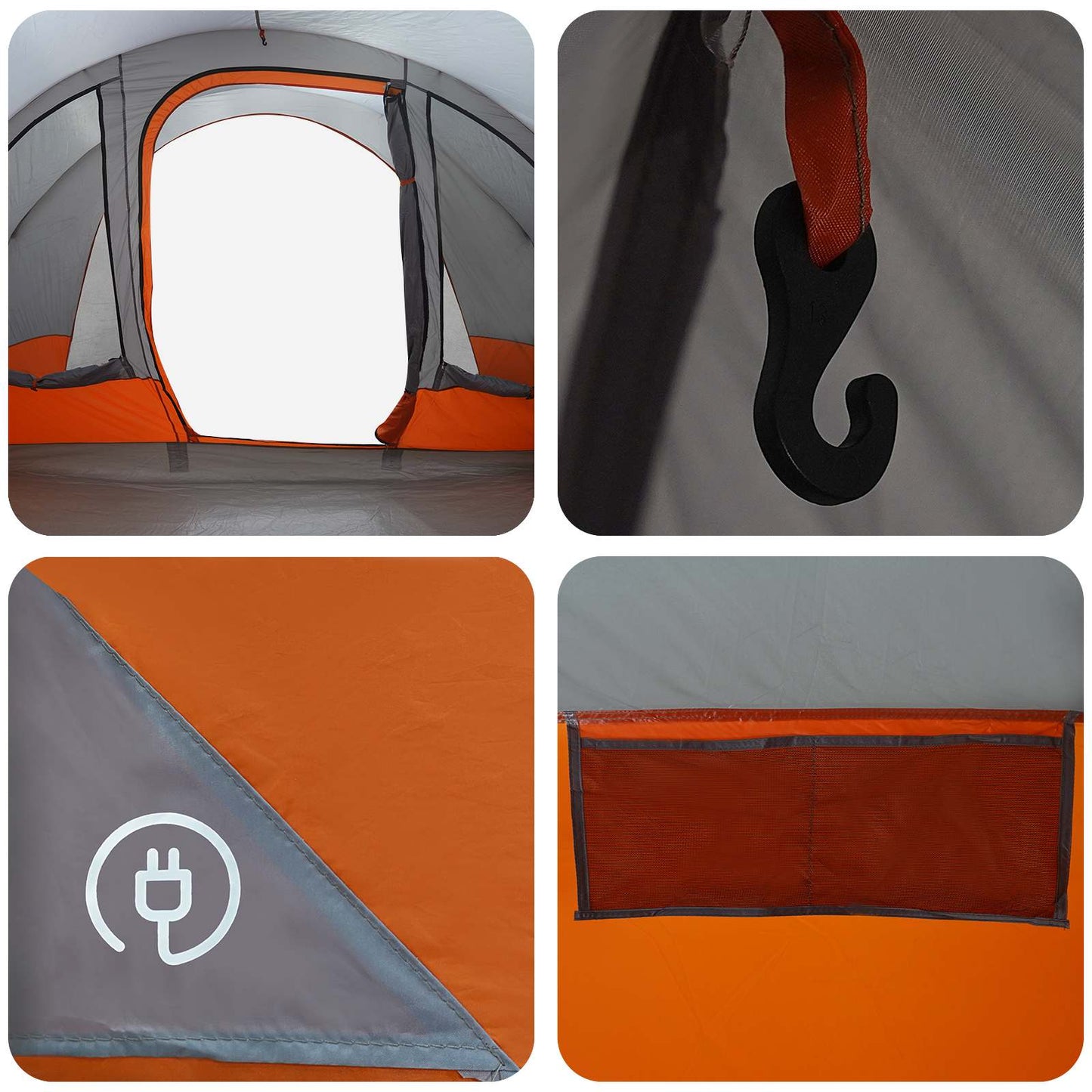 Tunnelzelt 560 x 395 x 212 cm Grau und Orange