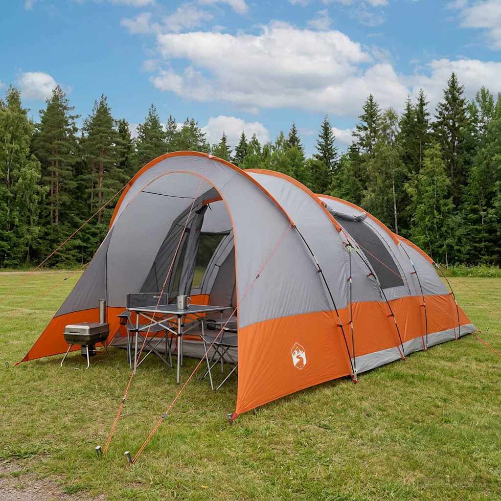 Tunnelzelt 560 x 395 x 212 cm Grau und Orange