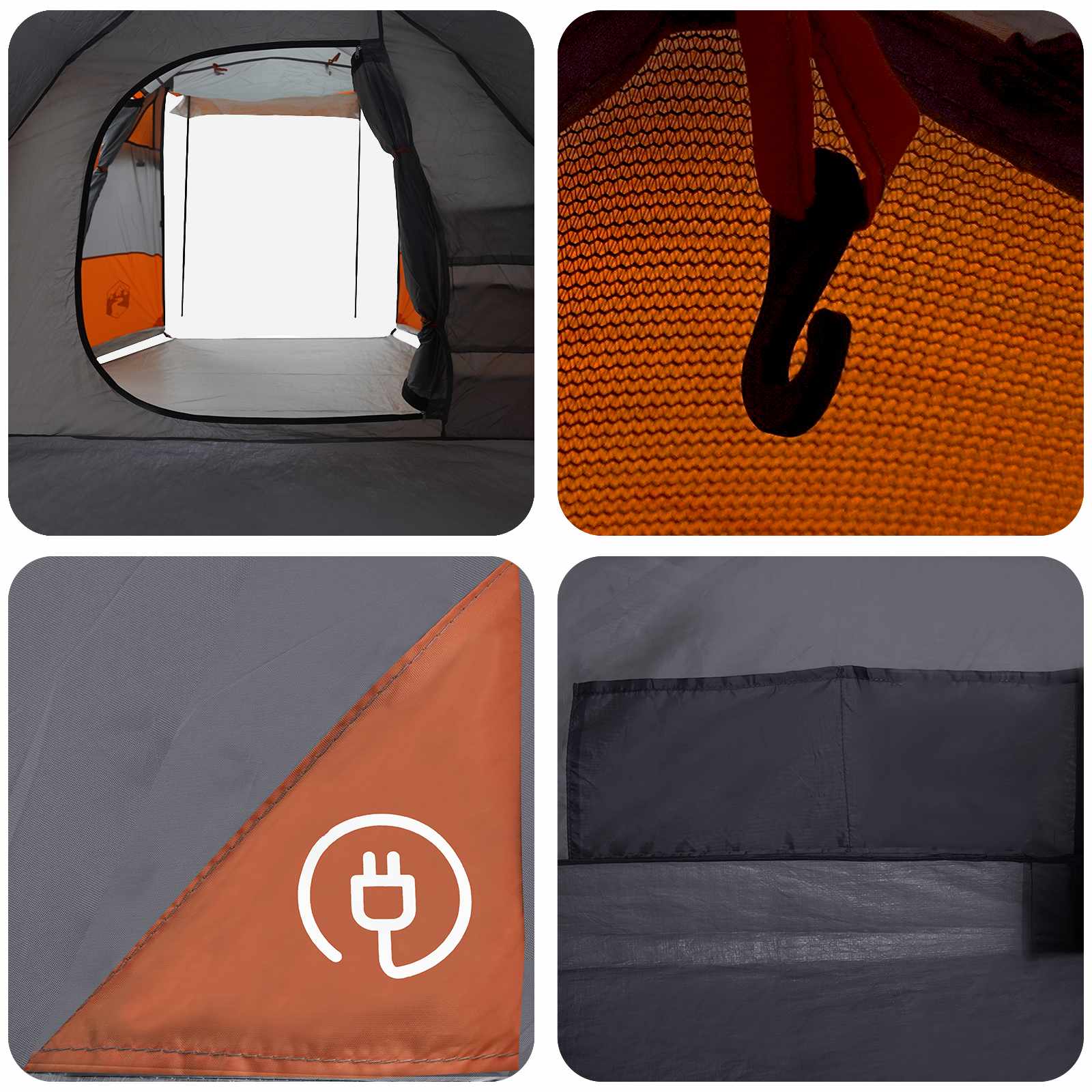 Tunnelzelt Grau und Orange 390 x 215 x 152 cm