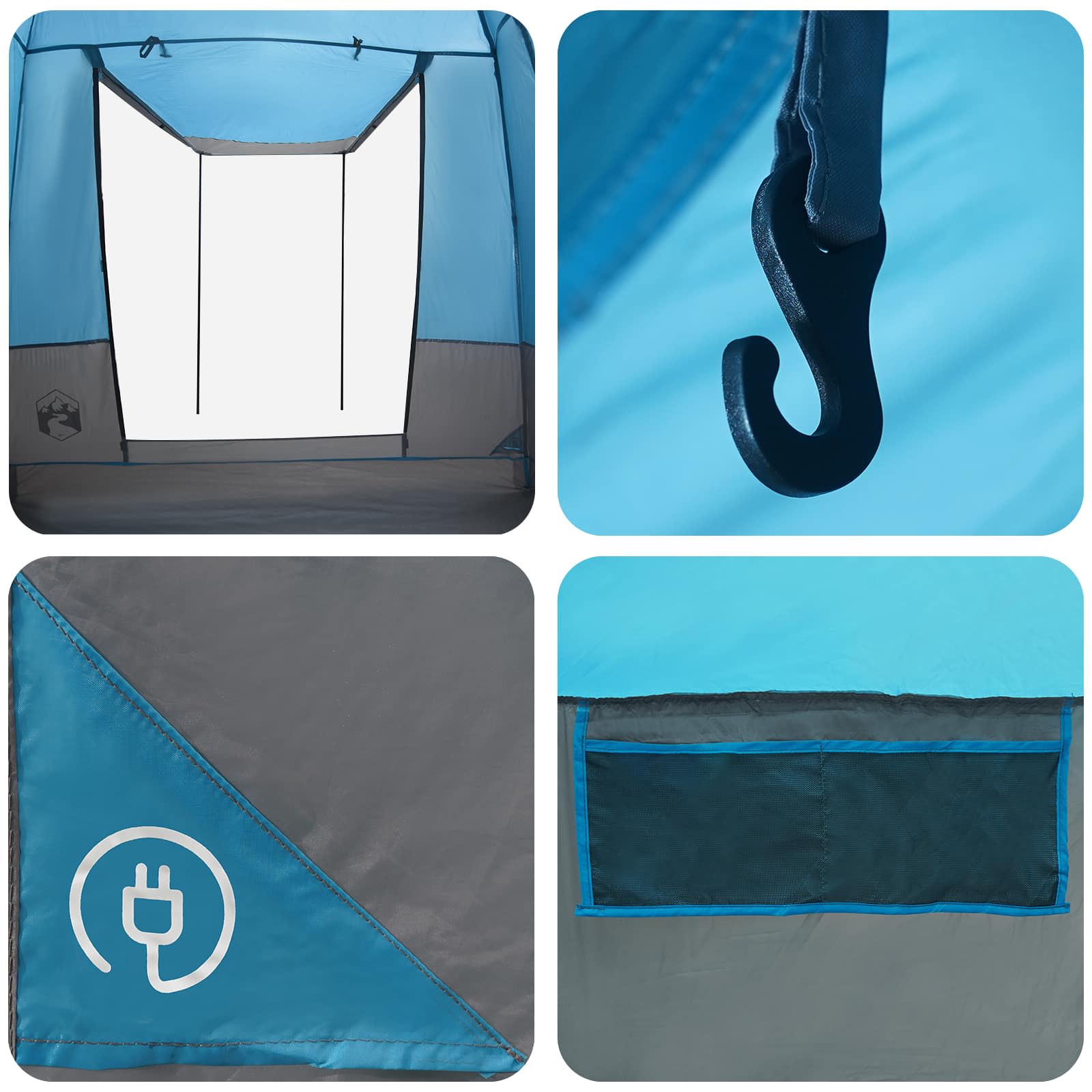 Partyzelt 4 Personen Blau 185T Polyester mit PU-Beschichtung
