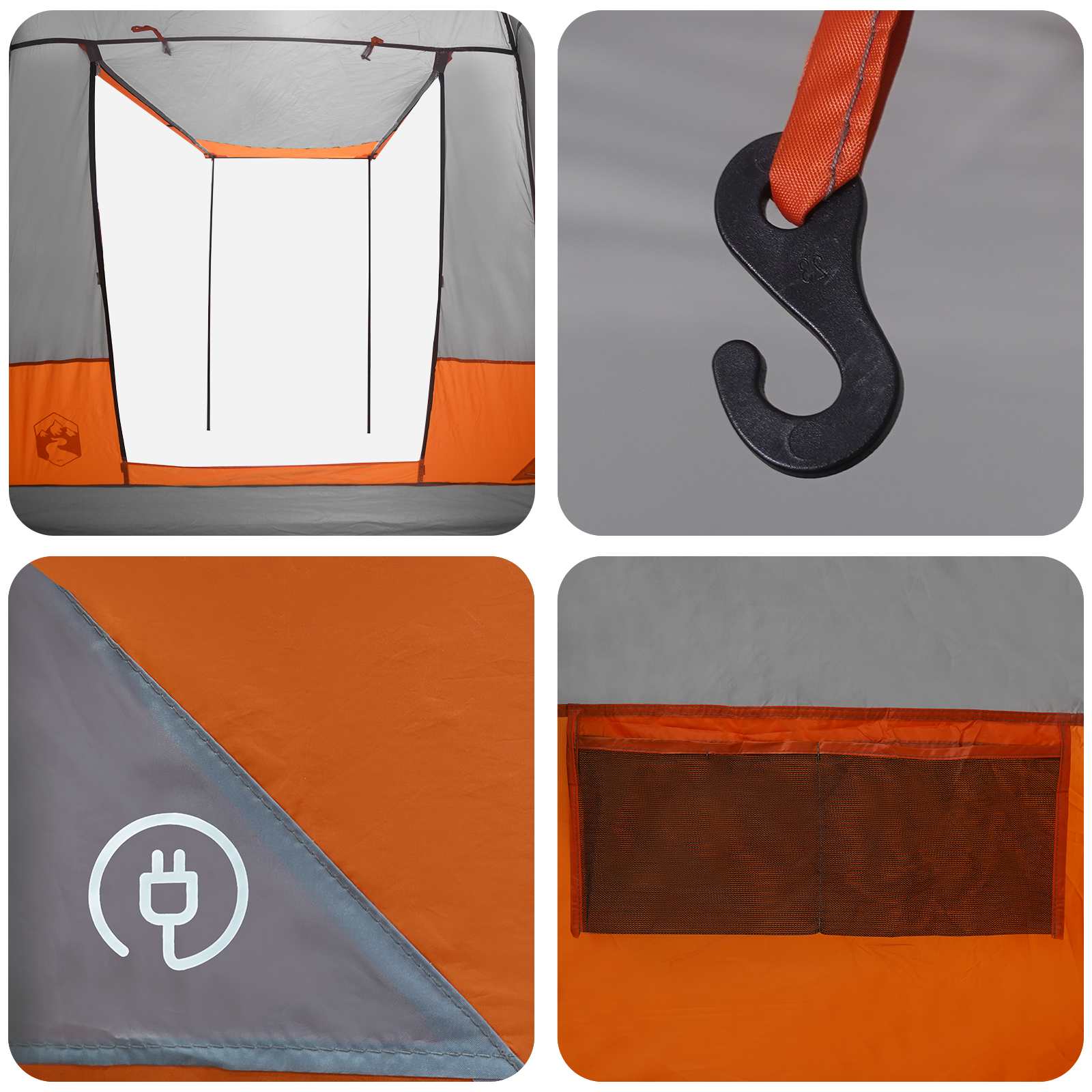 Partyzelt 4 Personen Grau und Orange