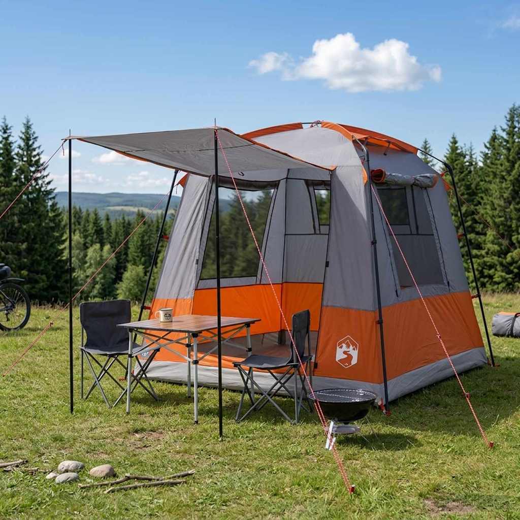 Partyzelt 4 Personen Grau und Orange