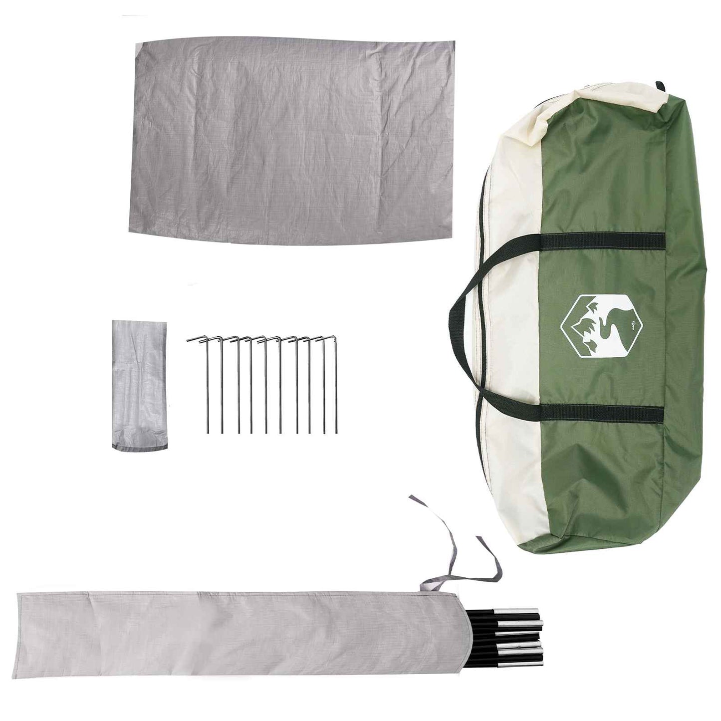 Partyzelt 10 Personen Grün 185T Polyester mit PU-Beschichtung