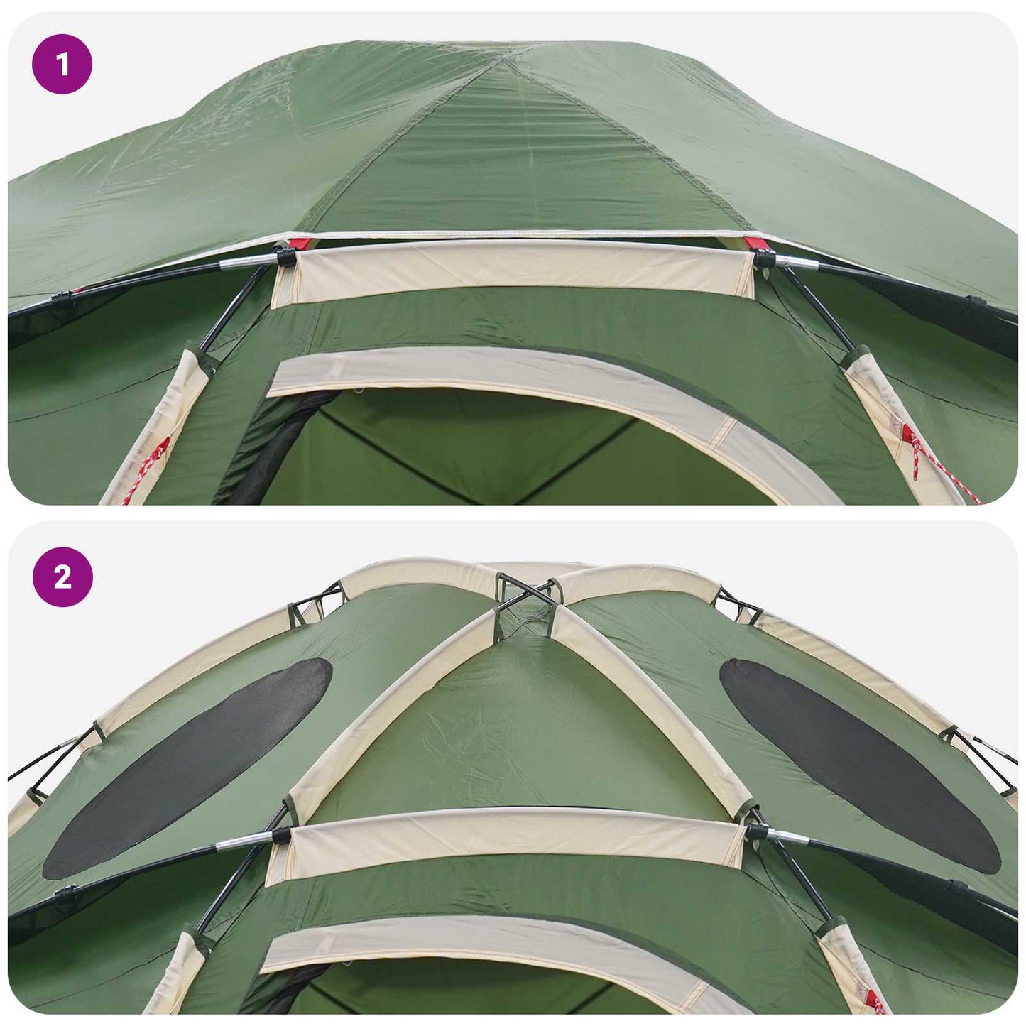 Partyzelt 10 Personen Grün 185T Polyester mit PU-Beschichtung