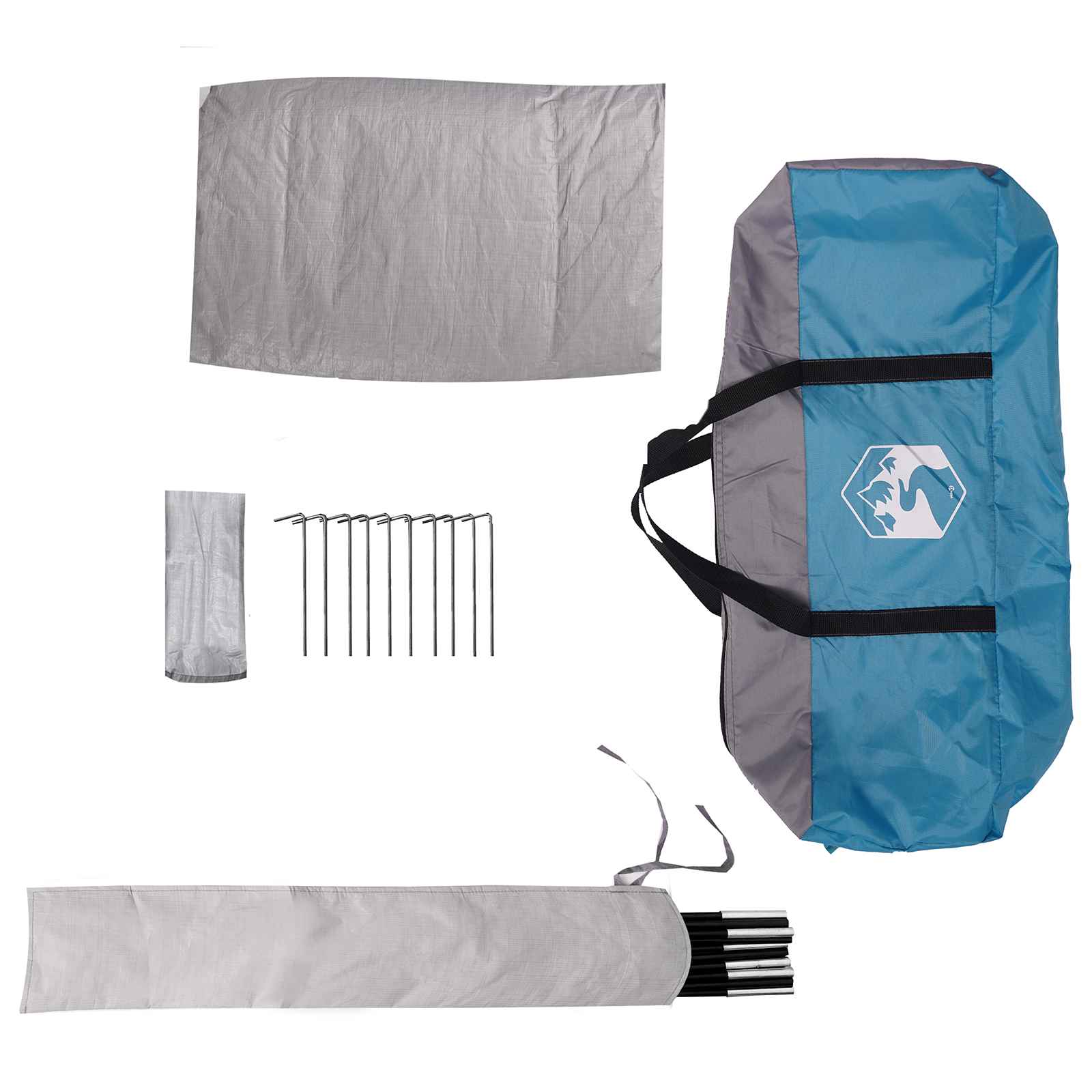 Partyzelt 10 Personen Blau 185T Polyester mit PU-Beschichtung