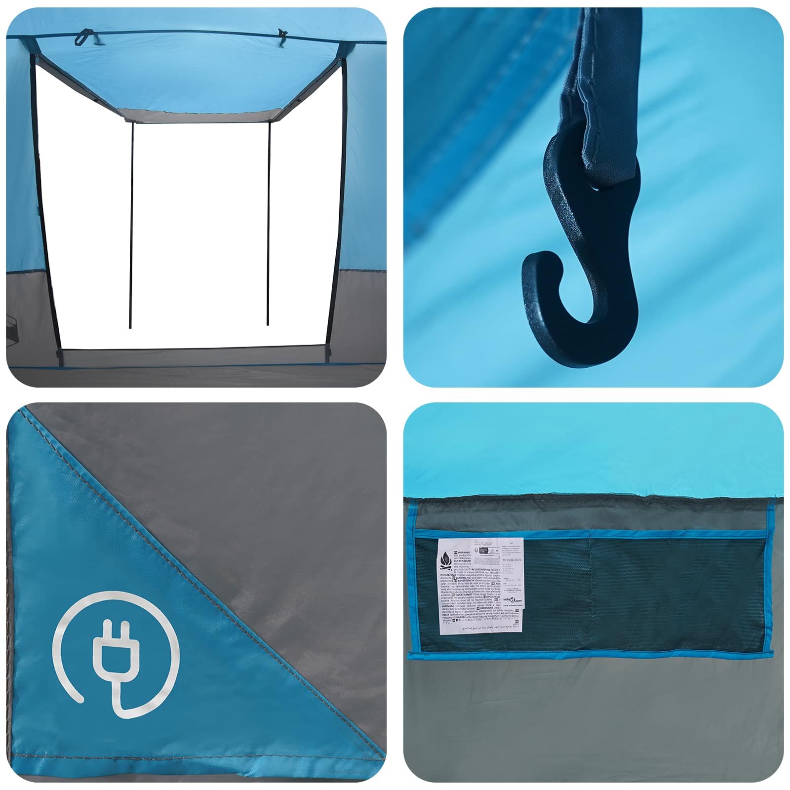 Partyzelt 10 Personen Blau 185T Polyester mit PU-Beschichtung