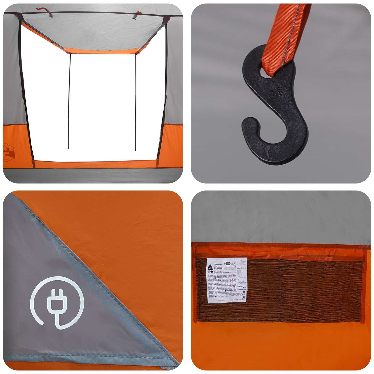 Partyzelt 10 Personen Grau und Orange
