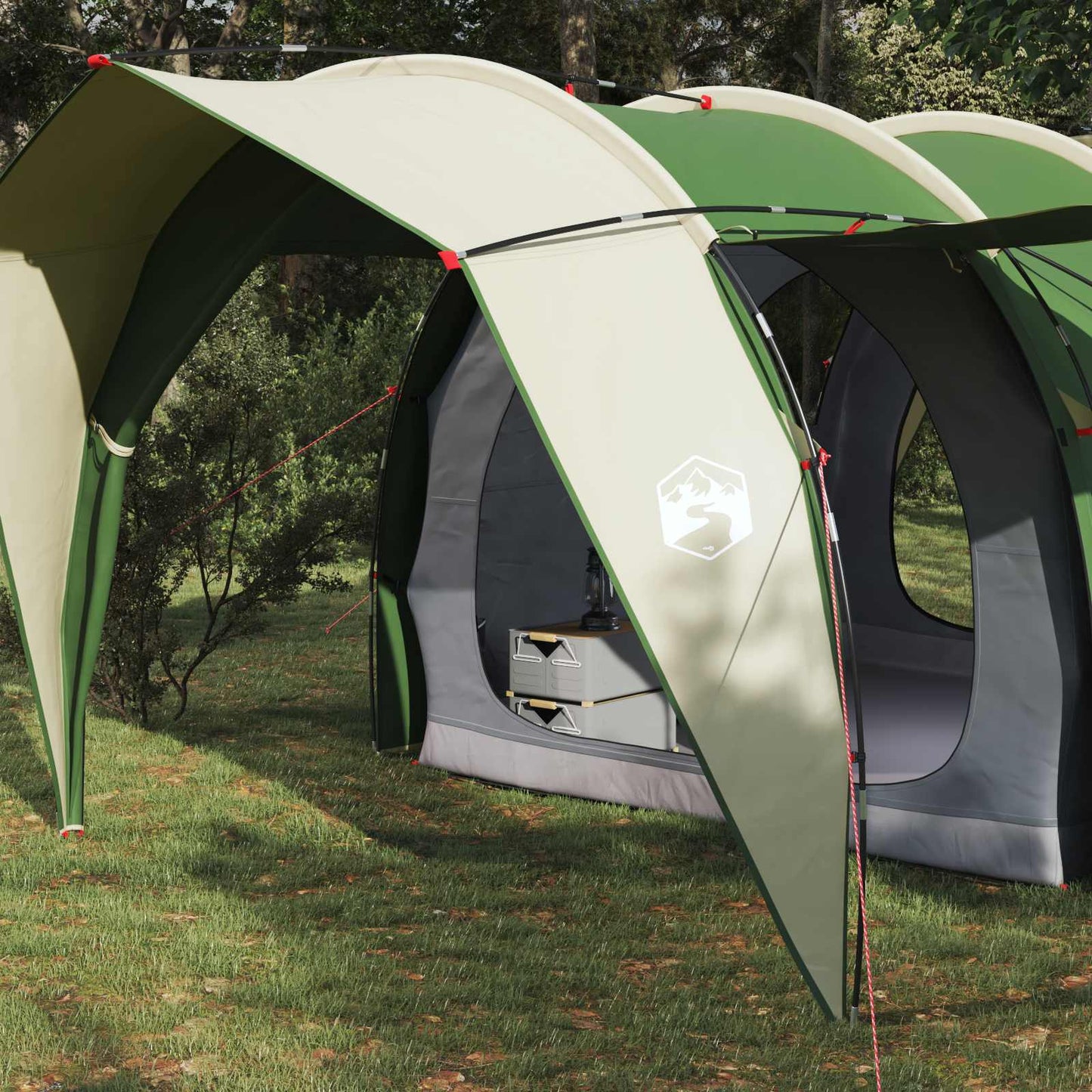 Tunnelzelt 4 Personen Grün 185T Polyester mit PU-Beschichtung