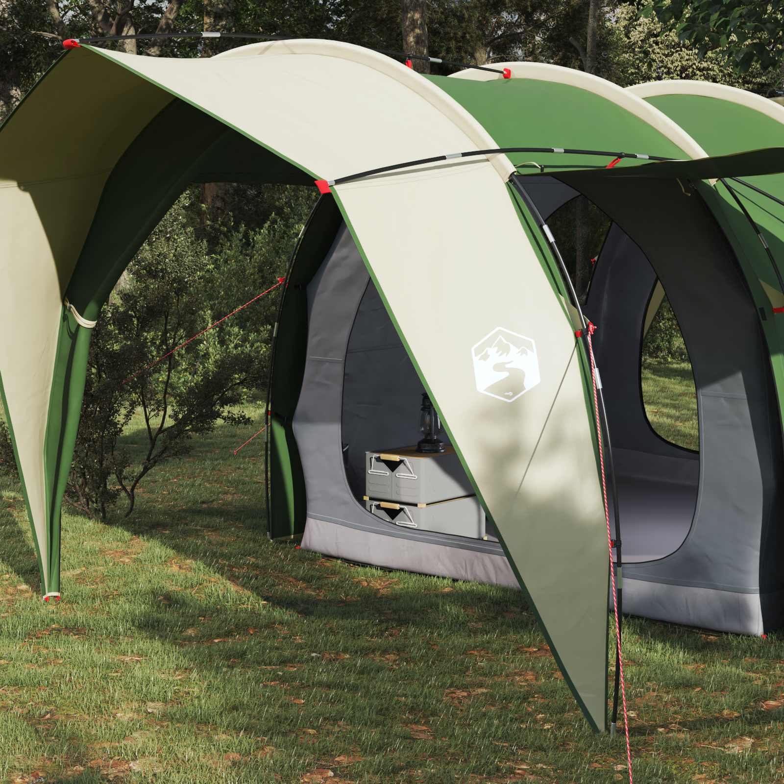 Tunnelzelt 4 Personen Grün 185T Polyester mit PU-Beschichtung
