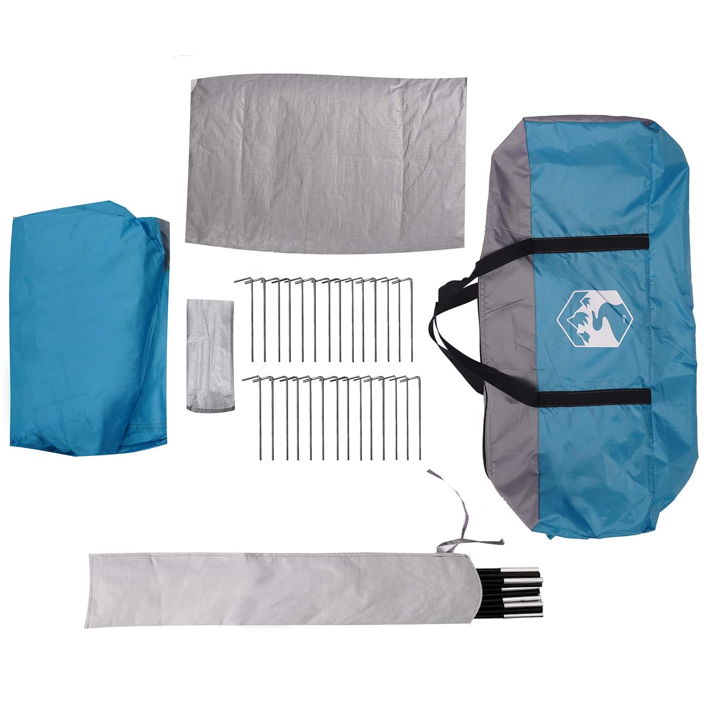 Tunnelzelt 4 Personen Blau 185T Polyester mit PU-Beschichtung