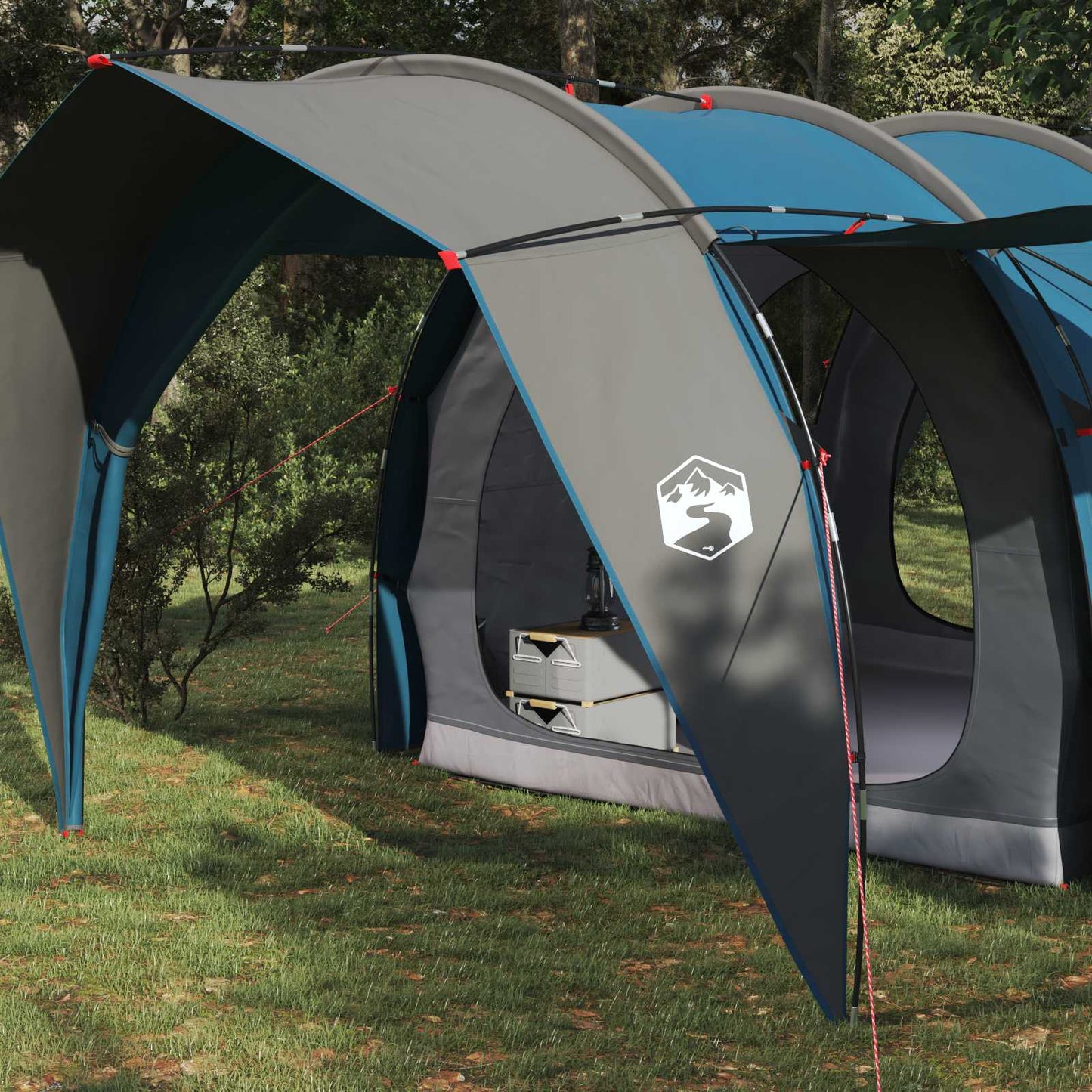 Tunnelzelt 4 Personen Blau 185T Polyester mit PU-Beschichtung