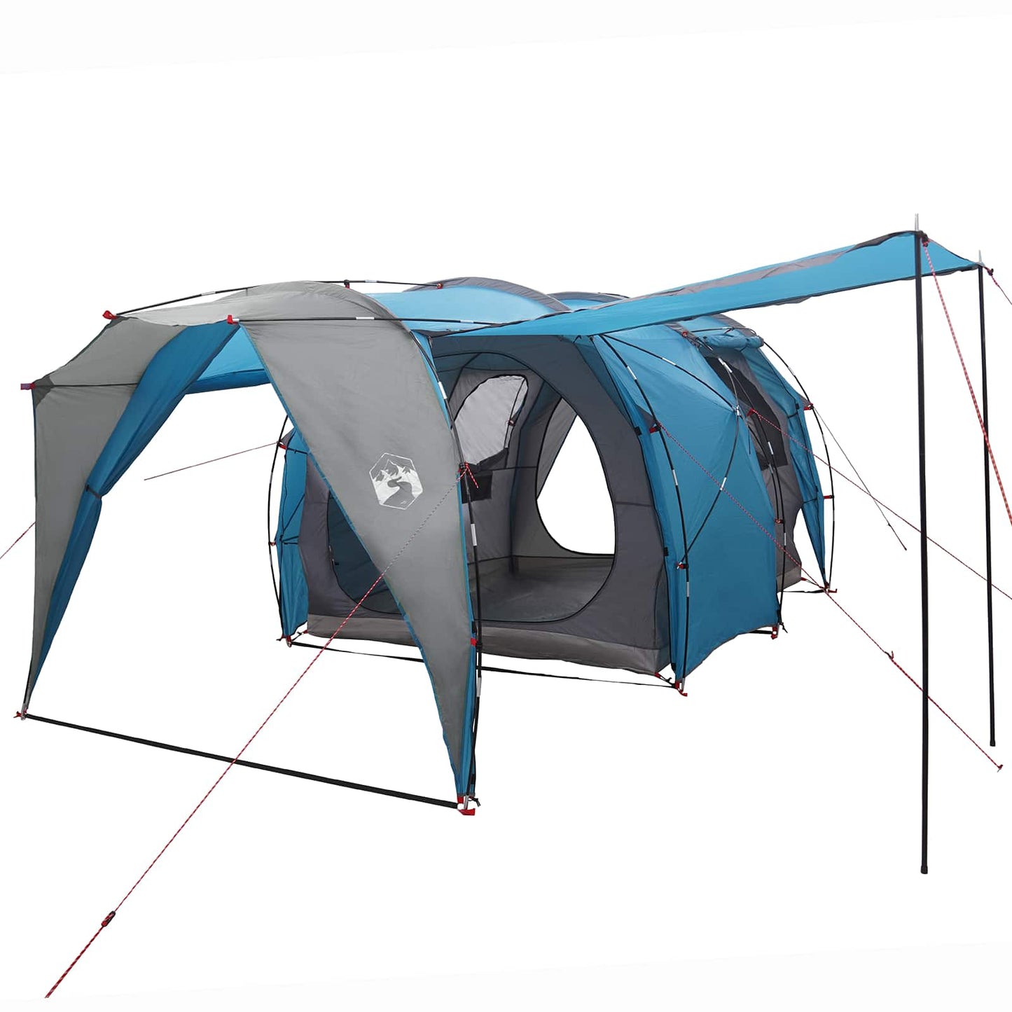 Tunnelzelt 4 Personen Blau 185T Polyester mit PU-Beschichtung