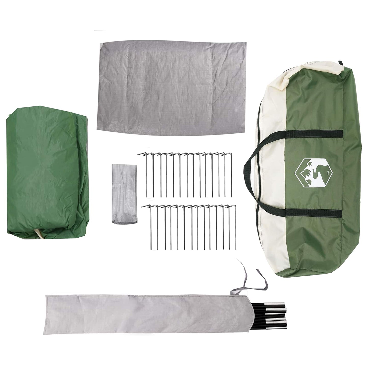 Tunnelzelt 6 Personen Grün 185T Polyester mit PU-Beschichtung