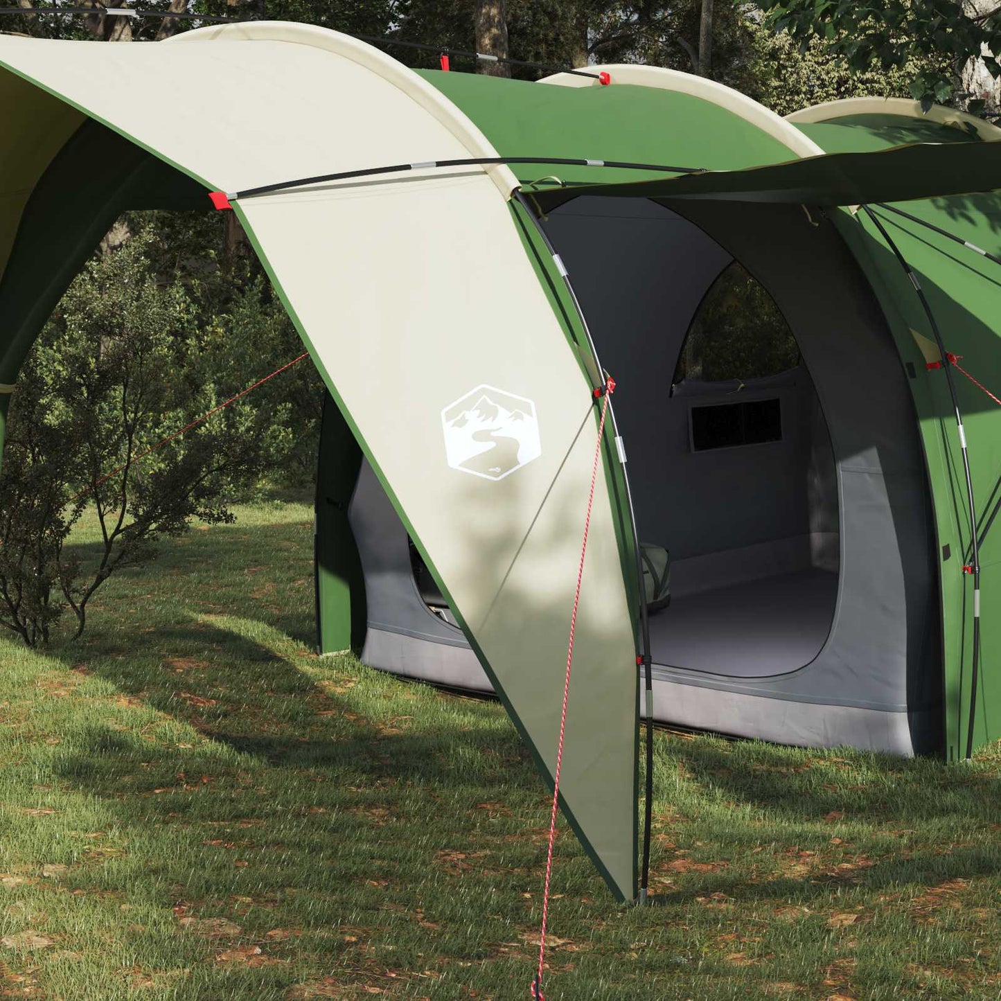 Tunnelzelt 6 Personen Grün 185T Polyester mit PU-Beschichtung