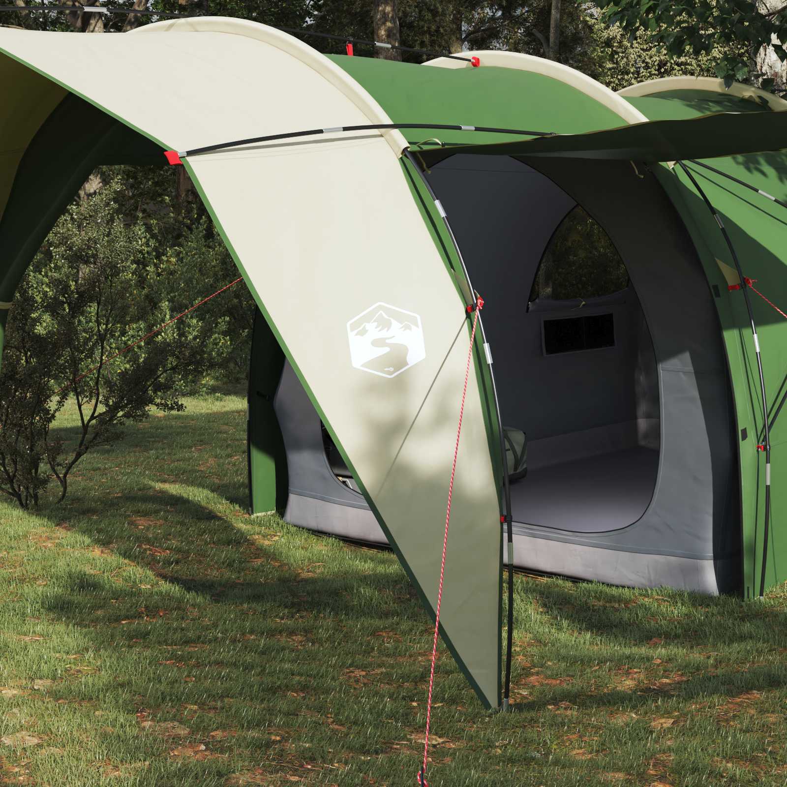 Tunnelzelt 6 Personen Grün 185T Polyester mit PU-Beschichtung