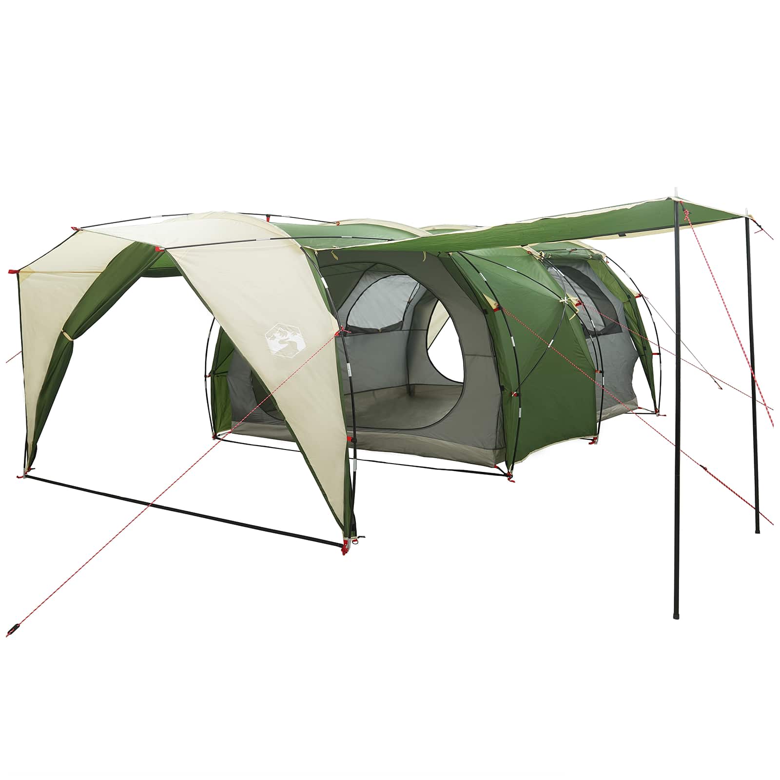 Tunnelzelt 6 Personen Grün 185T Polyester mit PU-Beschichtung