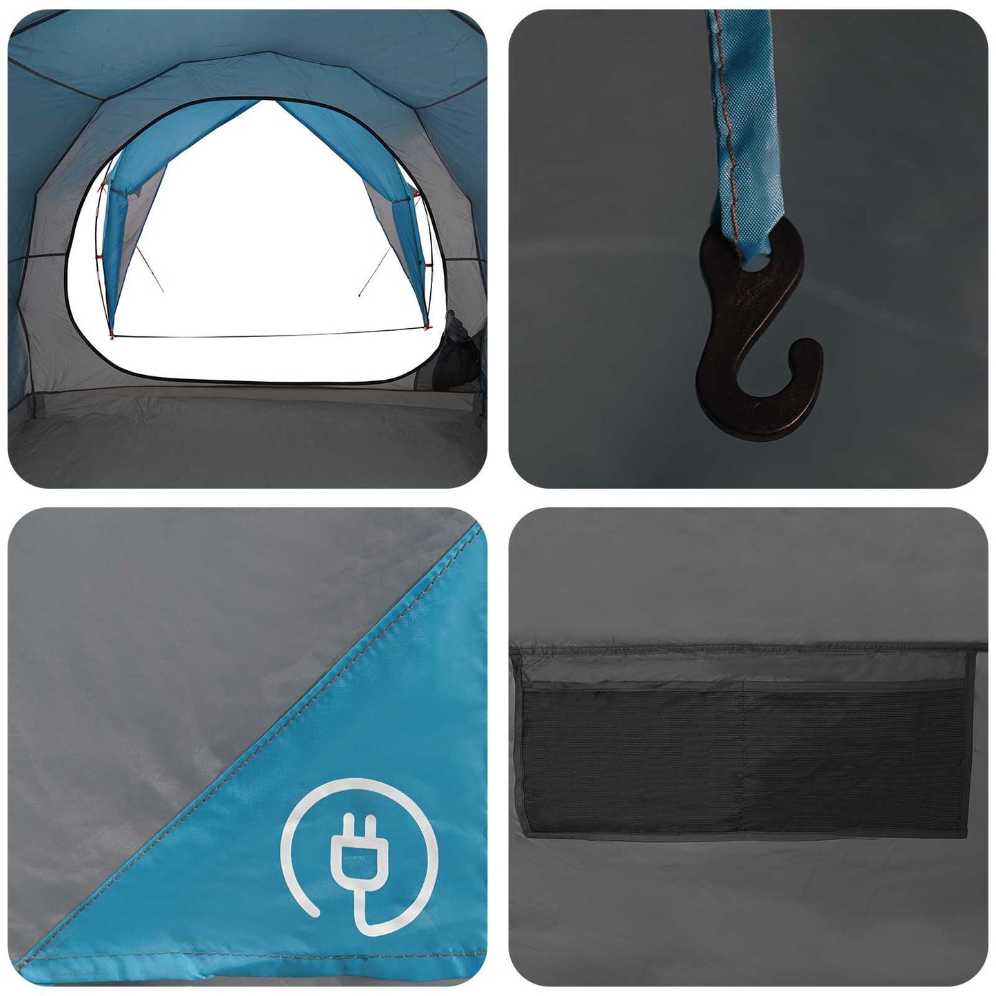 Tunnelzelt 6 Personen Blau 185T Polyester mit PU-Beschichtung
