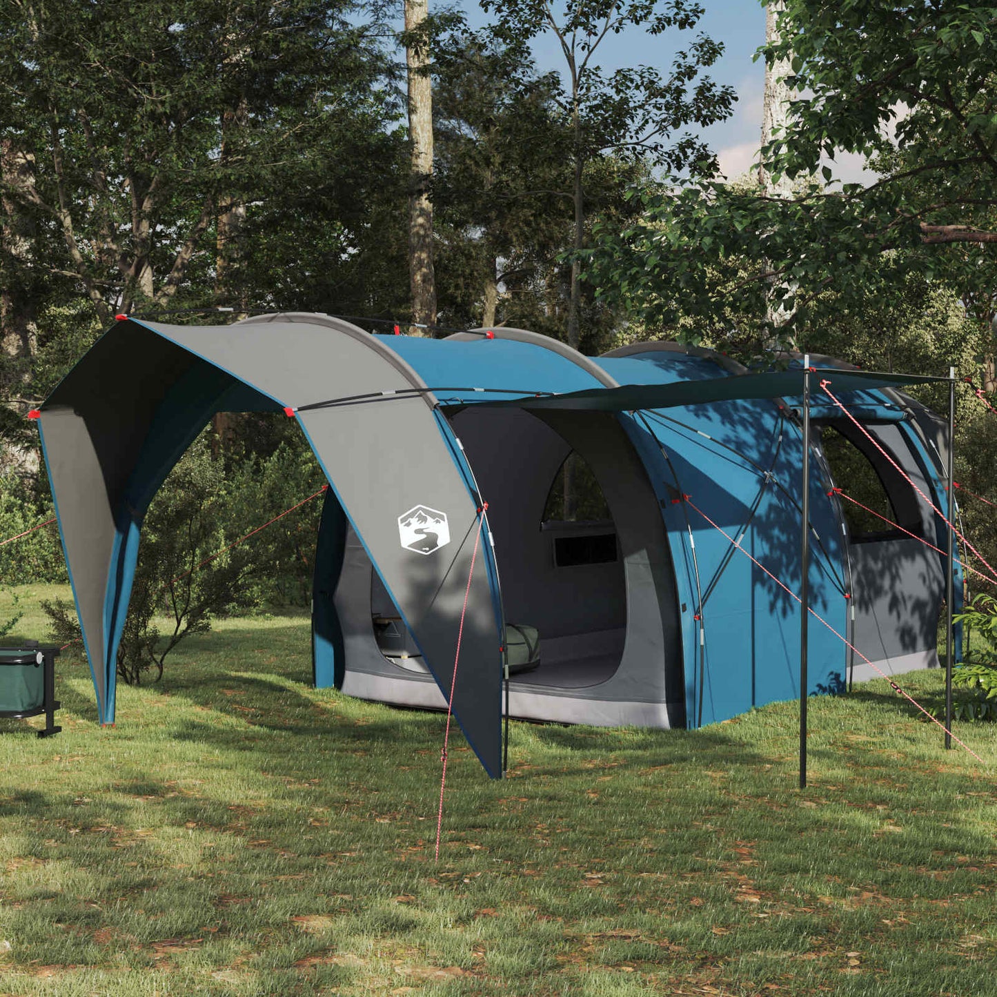 Tunnelzelt 6 Personen Blau 185T Polyester mit PU-Beschichtung