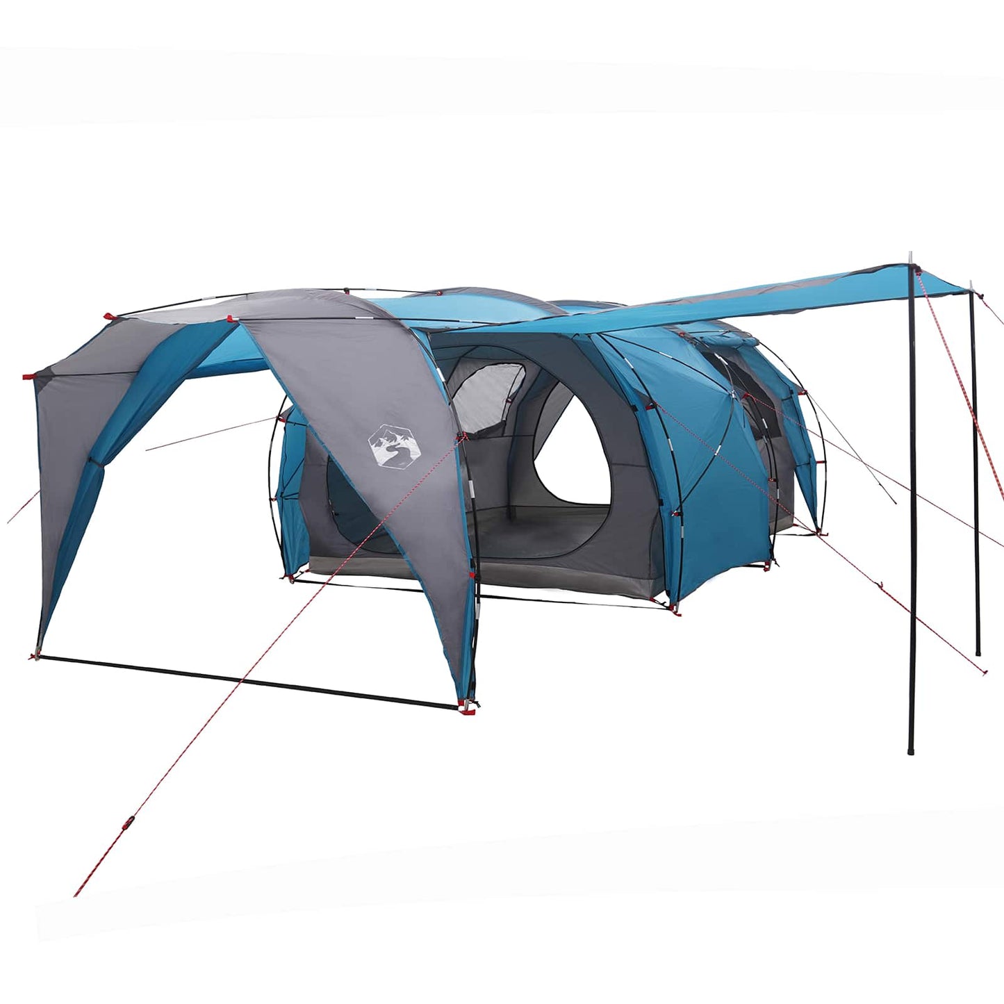 Tunnelzelt 6 Personen Blau 185T Polyester mit PU-Beschichtung