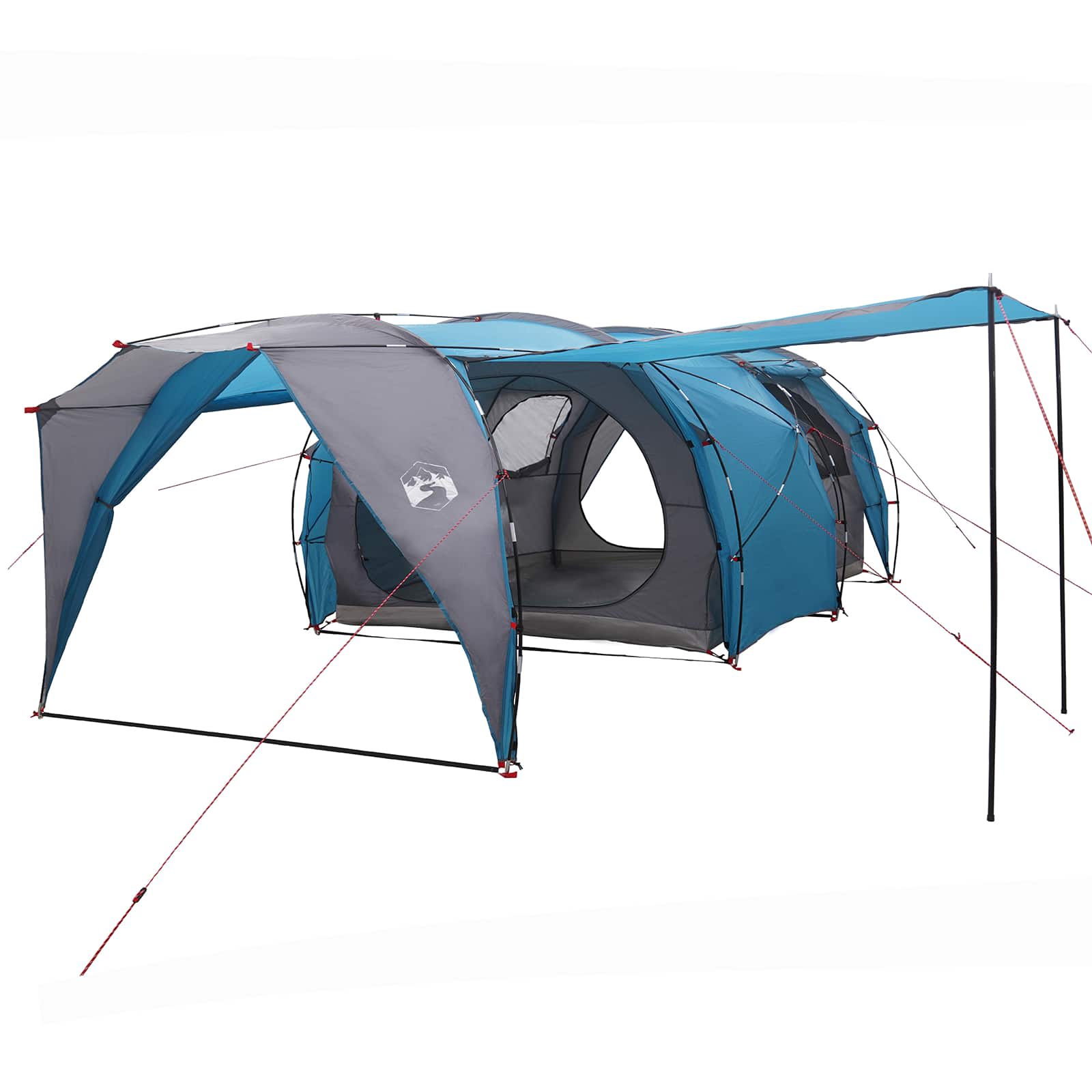 Tunnelzelt 6 Personen Blau 185T Polyester mit PU-Beschichtung
