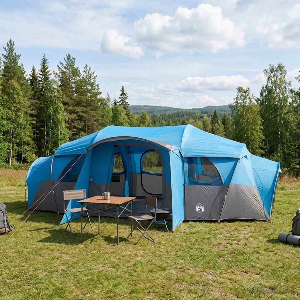 Familienzelt mit Regenschutz wasserdicht 10 Personen Blau