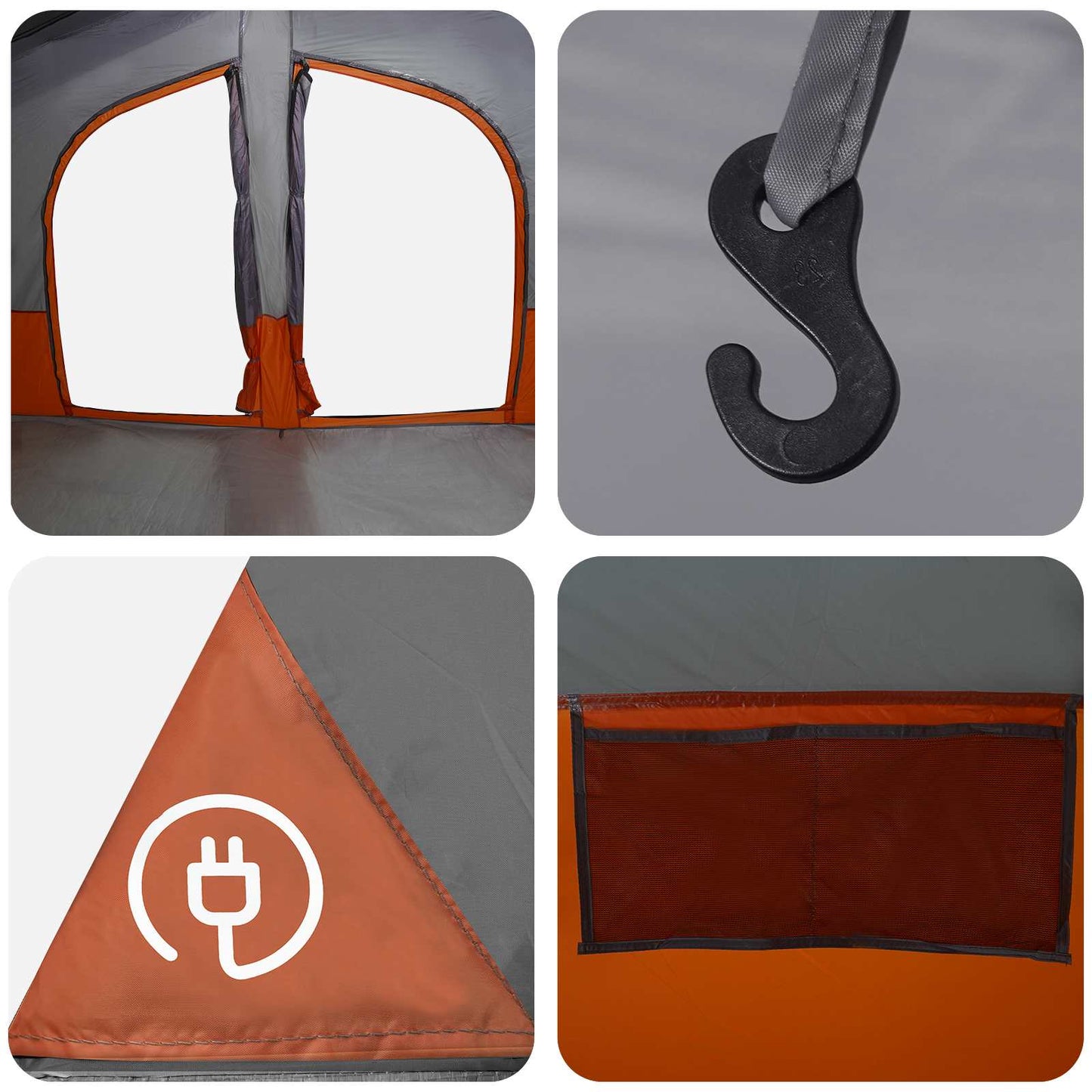 Familienzelt 533 x 312 x 230 cm Grau und Orange