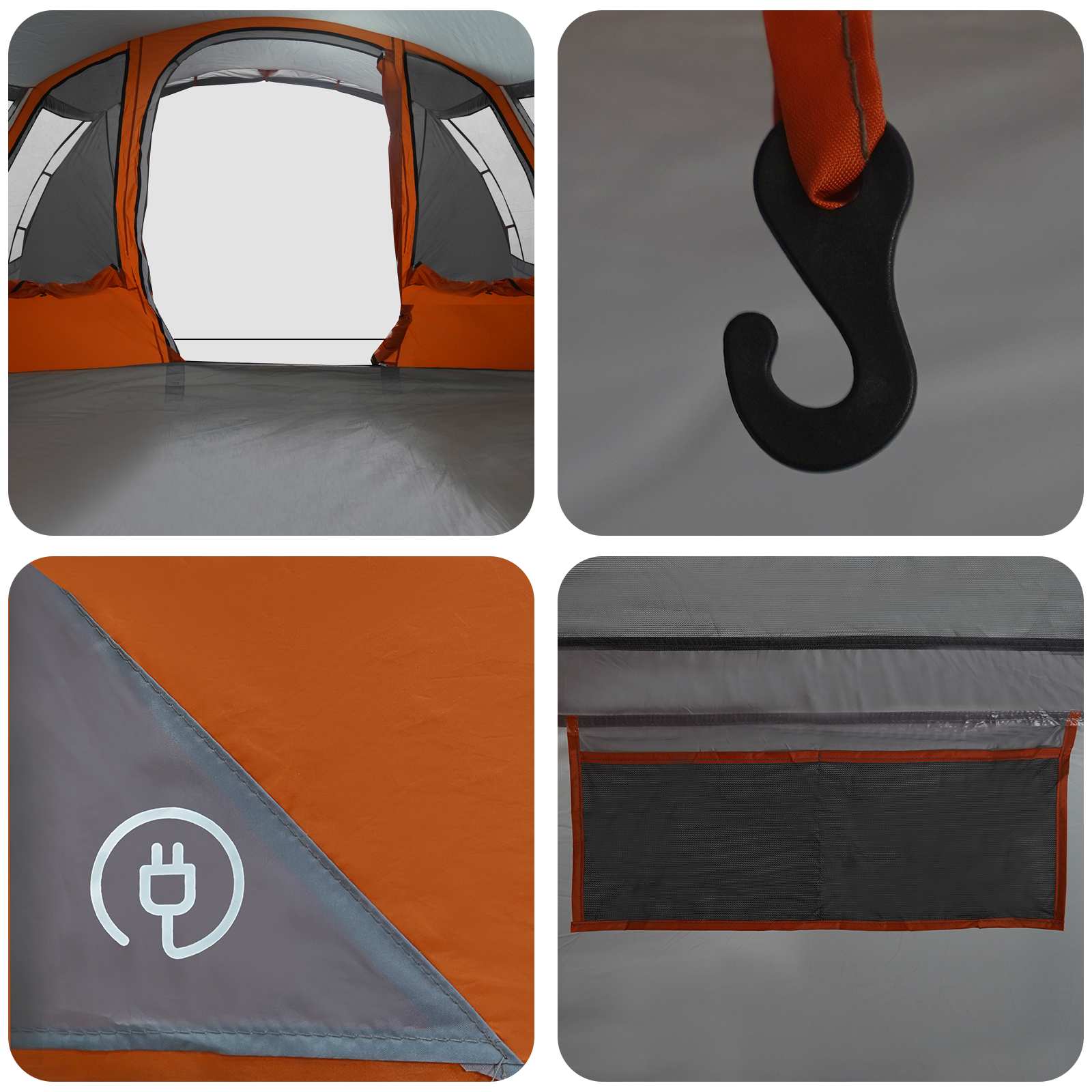 Tunnelzelt 675 x 392 x 210 cm Grau und Orange