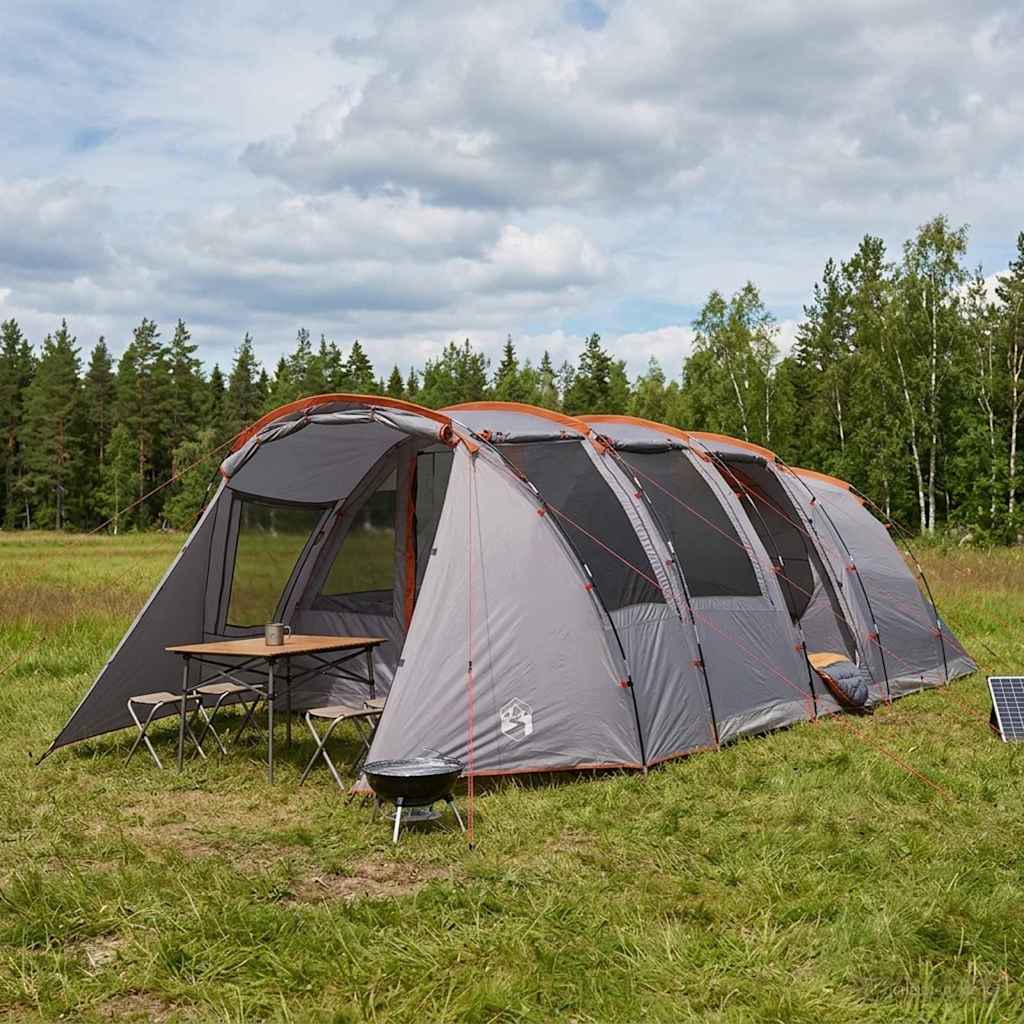Tunnelzelt 675 x 392 x 210 cm Grau und Orange