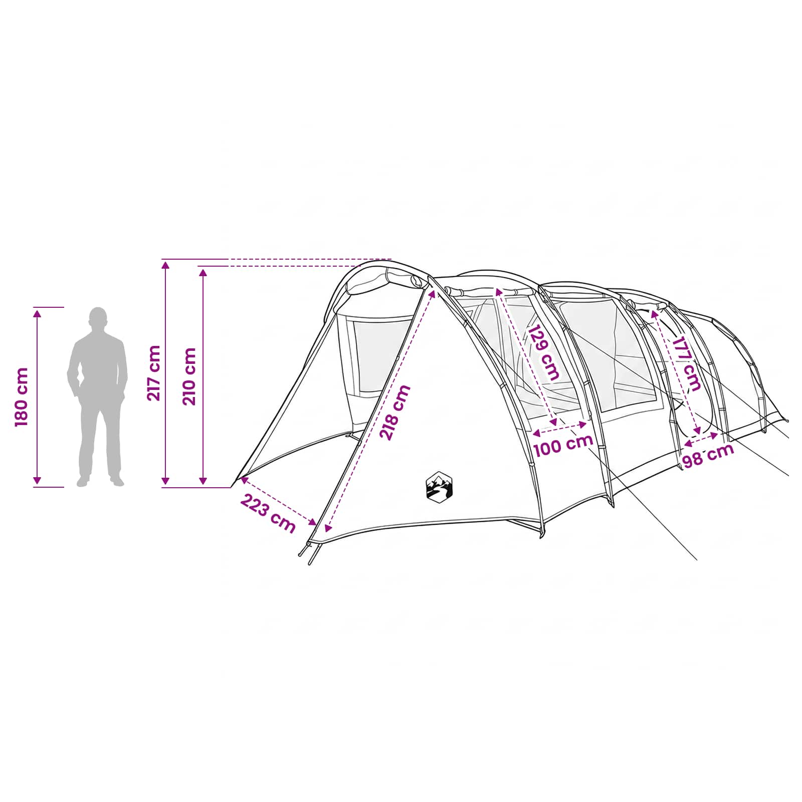 Tunnelzelt 675 x 392 x 210 cm Grau und Orange