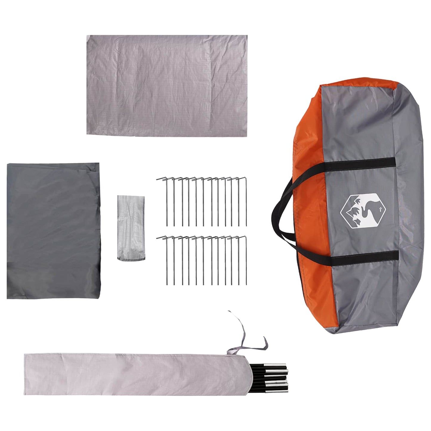 Tunnelzelt 505 x 330 x 204 cm Grau und Orange