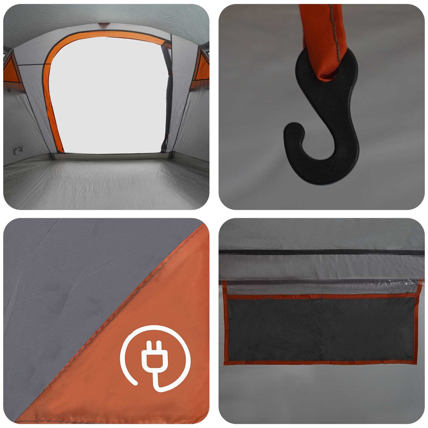 Tunnelzelt 505 x 330 x 204 cm Grau und Orange